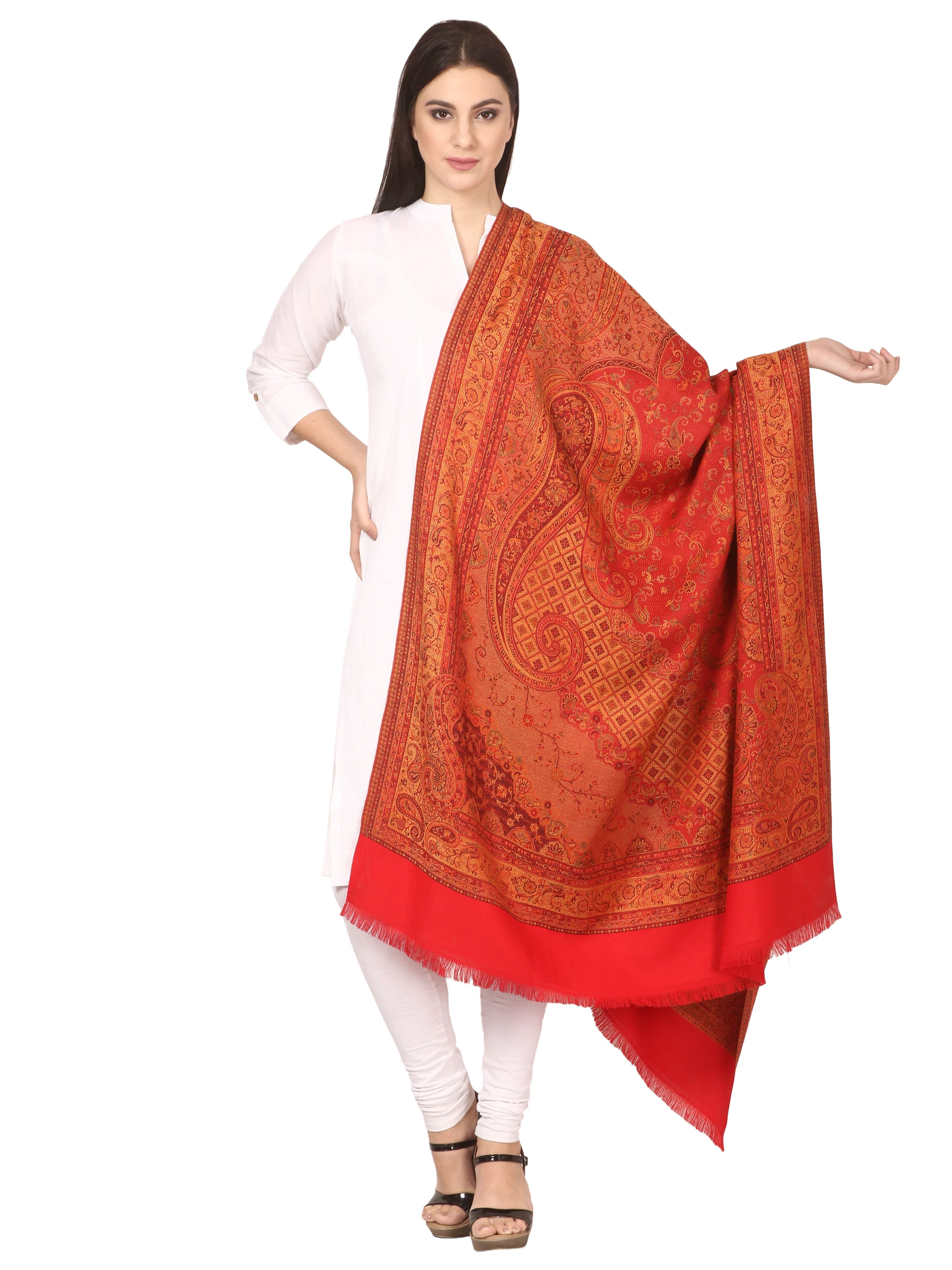 Pashtush Women'S Shawl, Faux Pashmina Design, Bright Red - Image 5