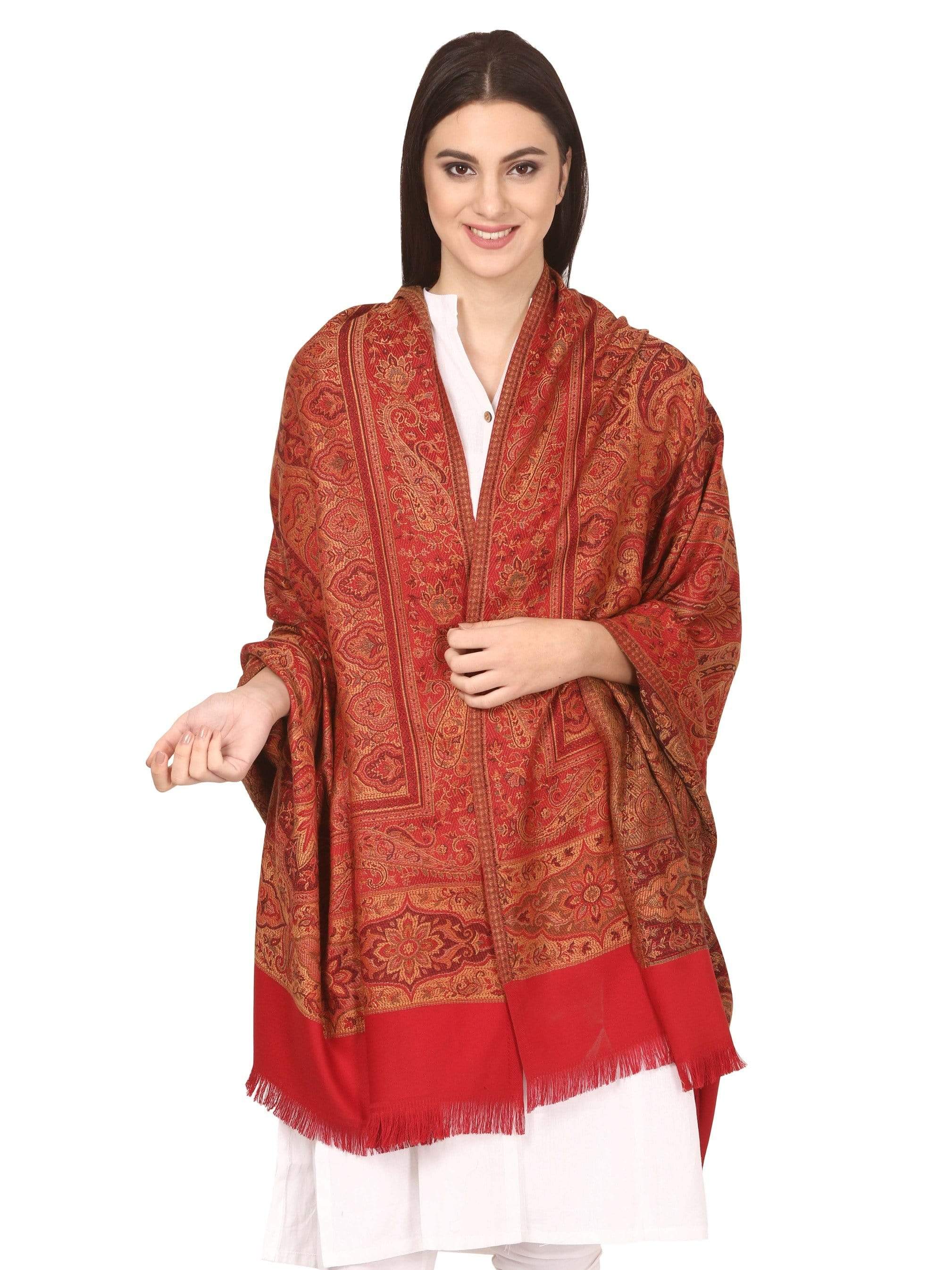 Pashtush Women'S Shawl, Faux Pashmina Design, Red - Image 5