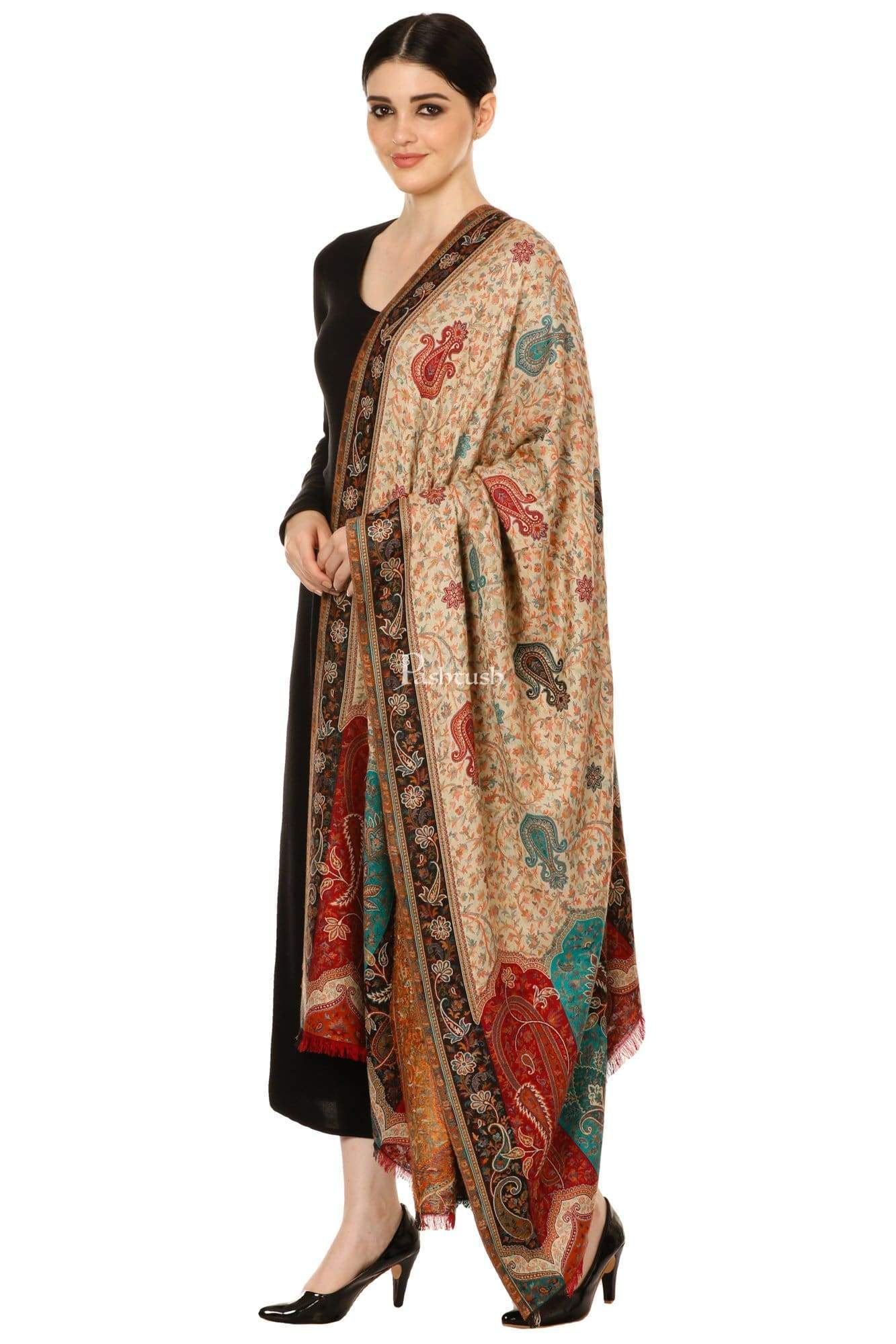 Pashtush Womens Shawl Rich Garden Aesthic, Vintage Shawl Collection, Faux Pashmina - Image 4