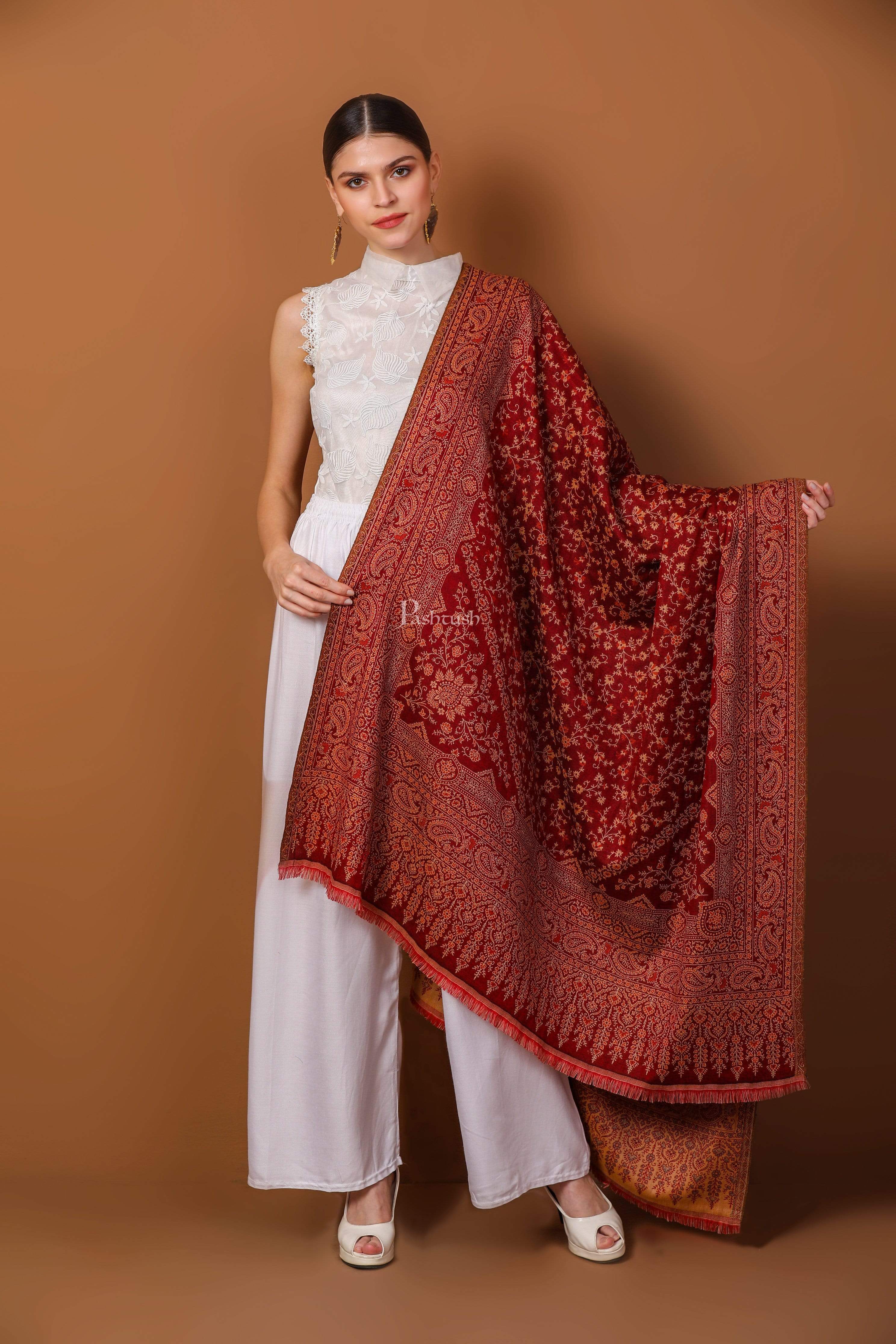 Pashtush Women'S Shawl, Warm And Soft, Faux Pashmina Design, Maroon - Image 3