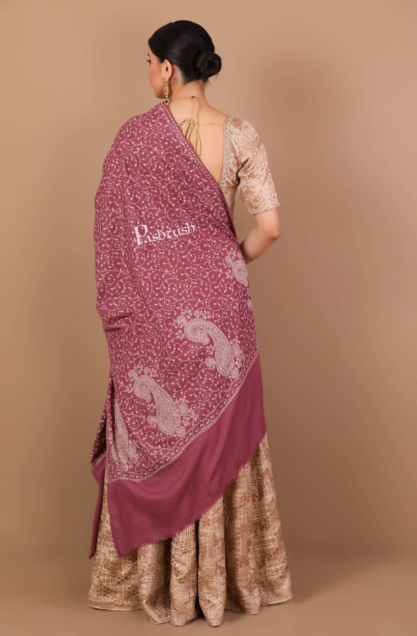 Pashtush Womens Shawl With Tone On Tone Embroidery, Soft And Warm, Light Weight - Image 3