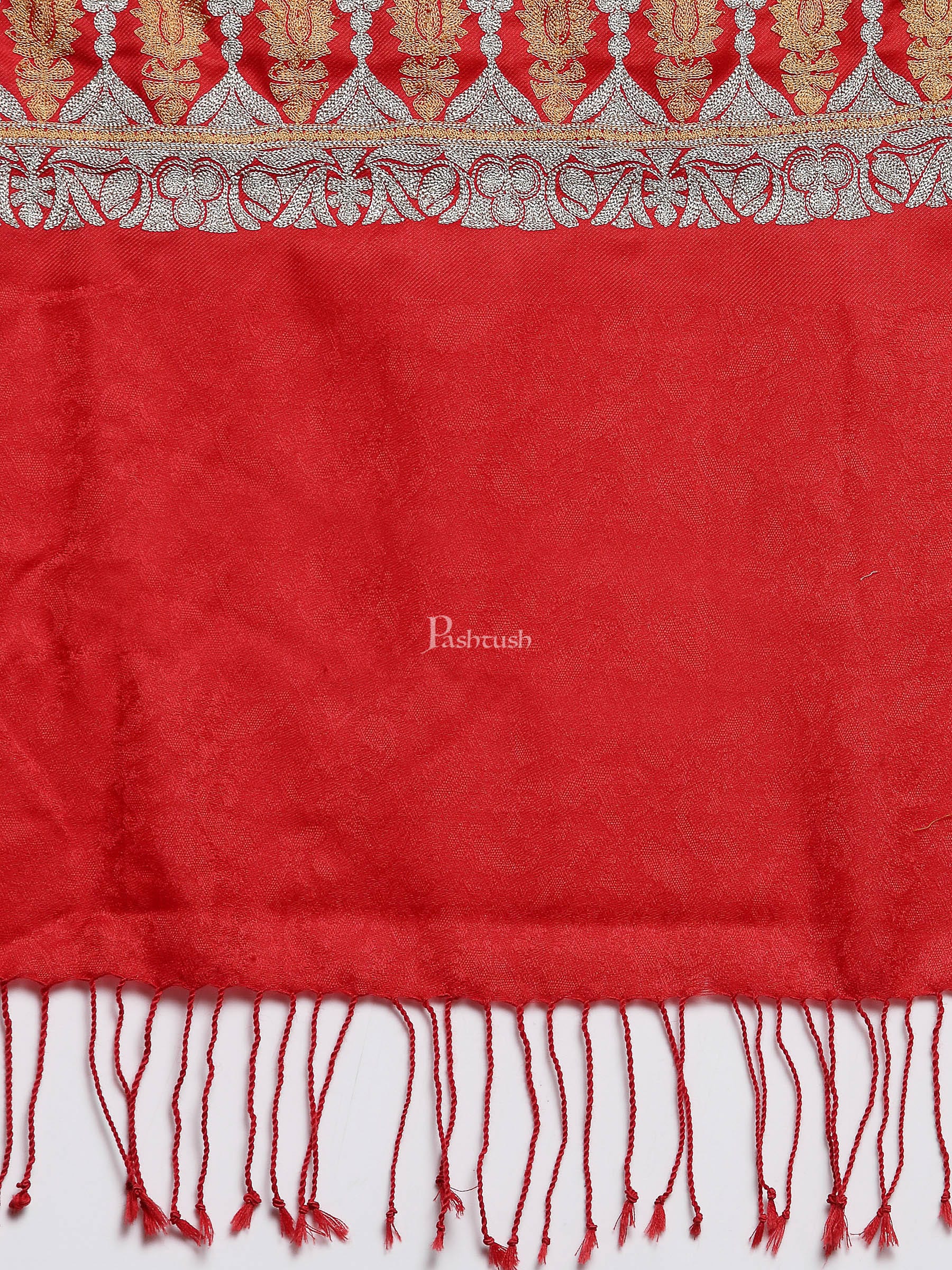Pashtush Womens Tilla Work Embroidery Stole, Extra Fine Needlework - Image 2
