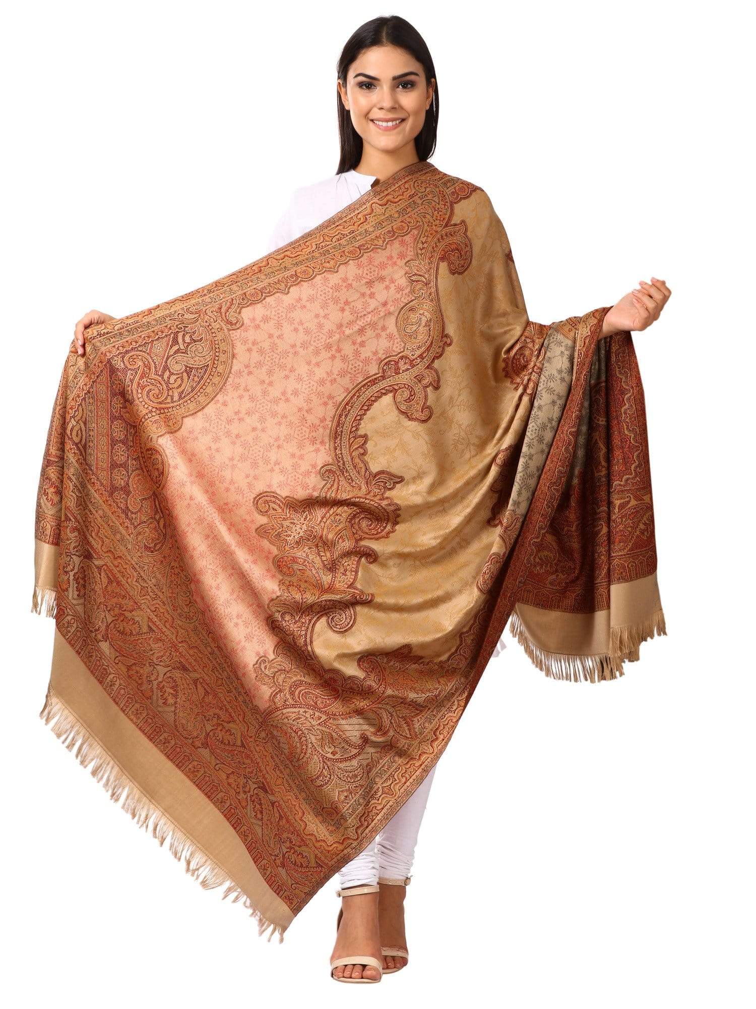 Pashtush Women'S Warm, Soft Faux Pashmina Design Beige