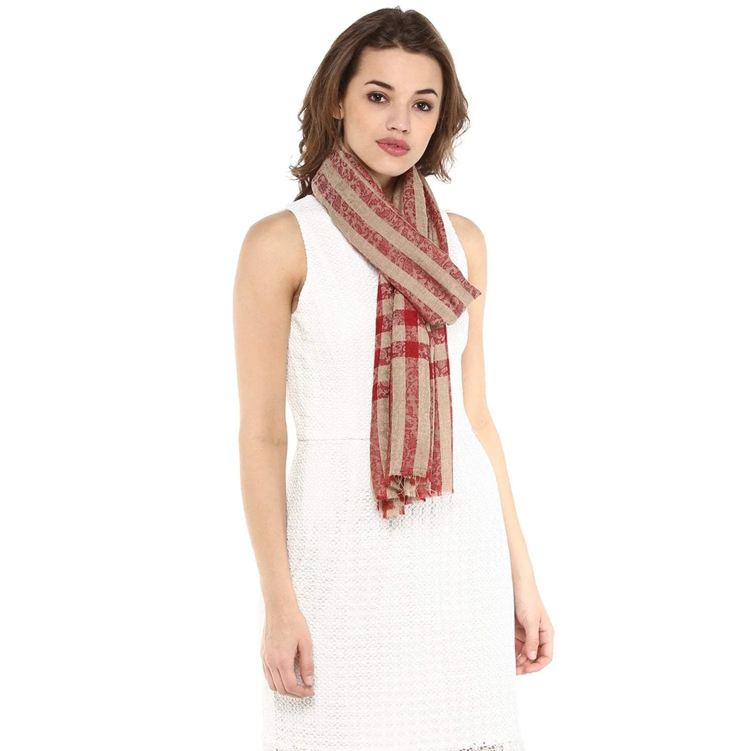 Pashtush Womens Luxury Wool Check Scarf, Soft A Scarf Stole, Extra-Fine