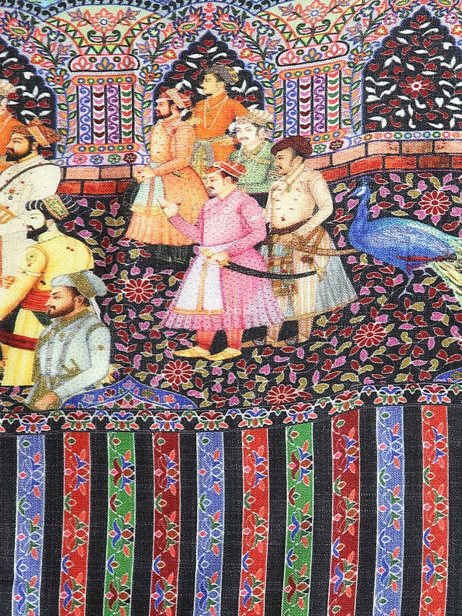 Pashtush Womens Mughal Darbar Printed 100% Pure Wool With Woolmark Certificate Shawl, Ultra Soft - Image 2
