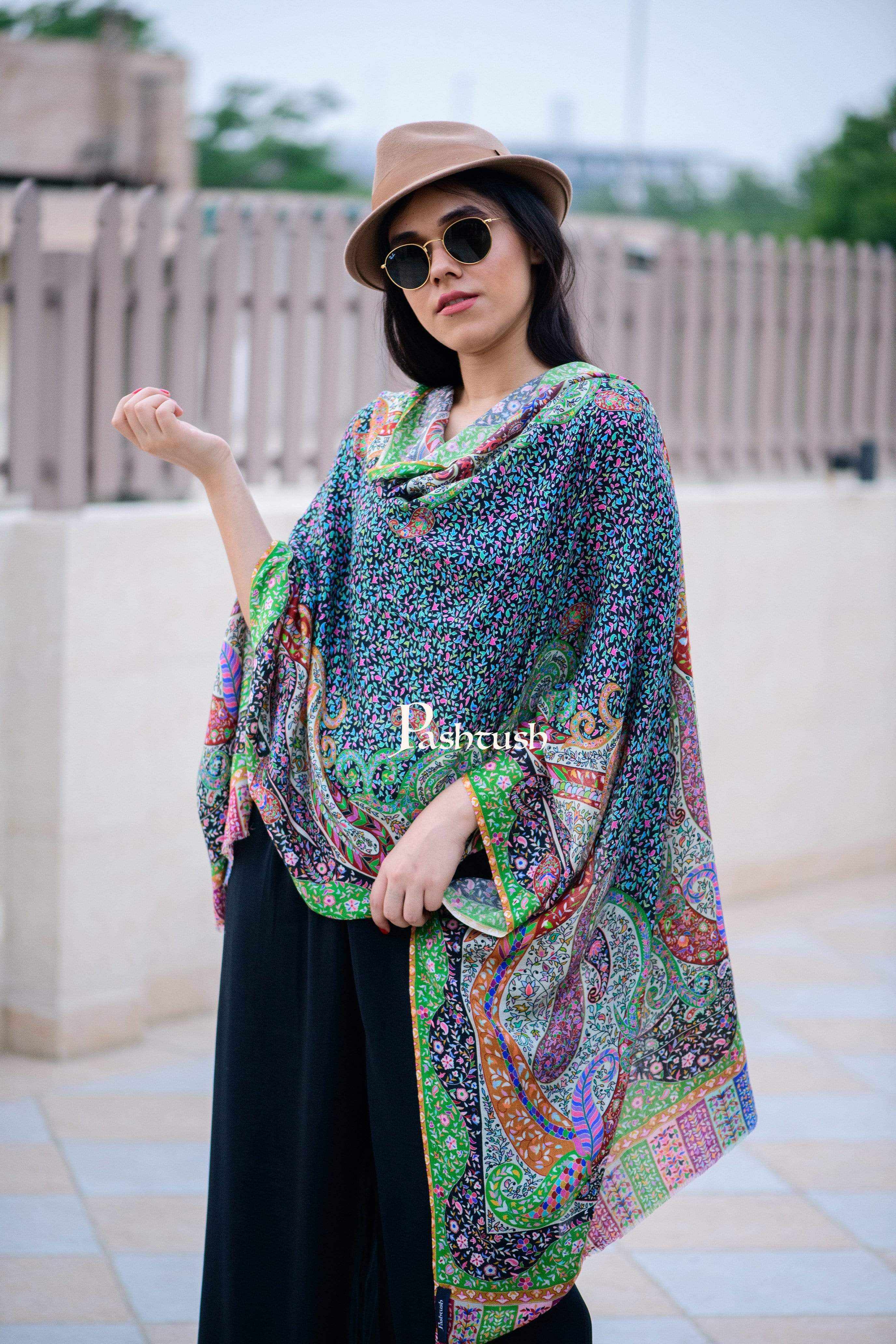 Pashtush Womens Mughal Printed Stole, Extra Soft Bamboo Fabric
