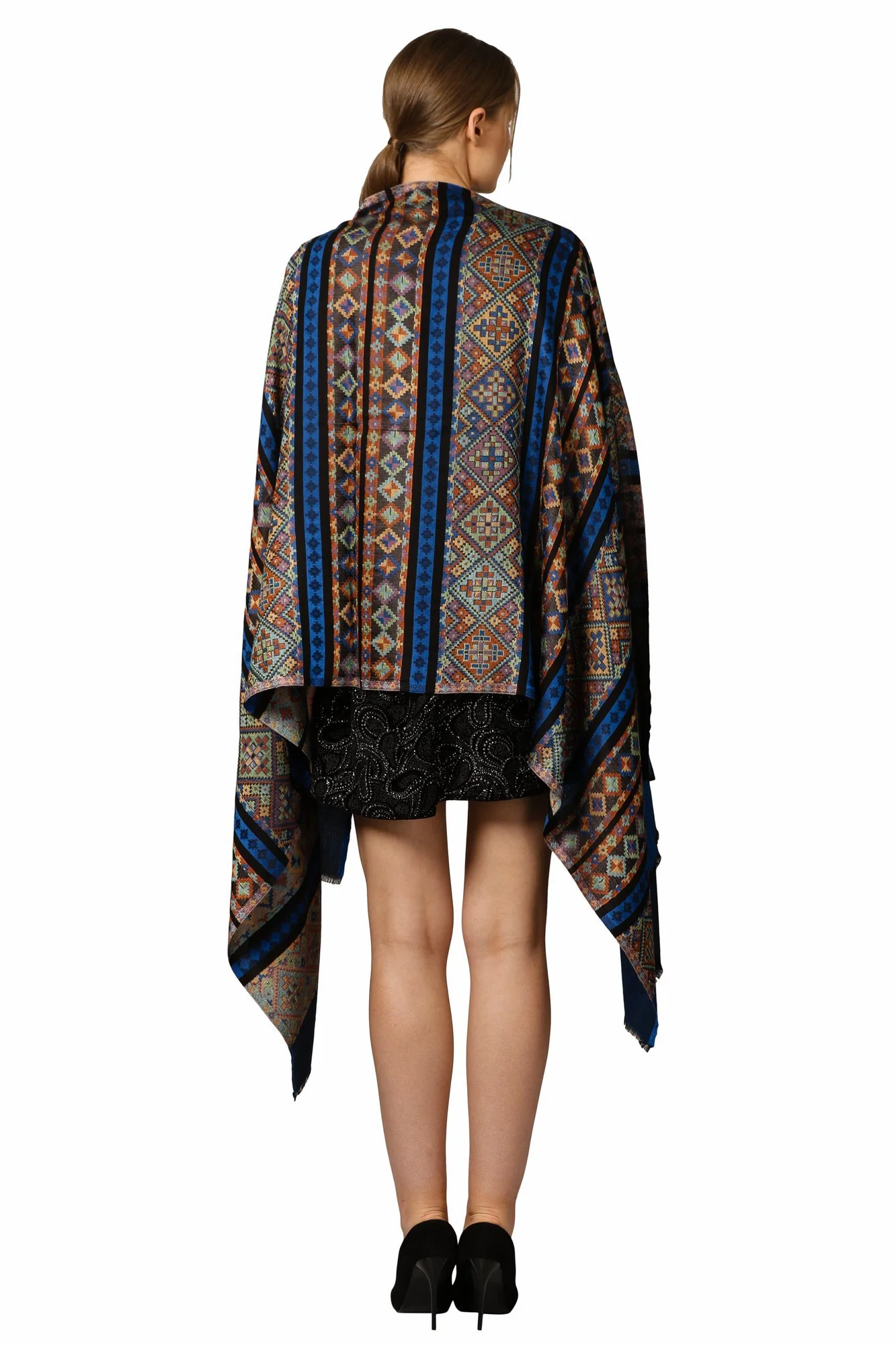 Pashtush Women'S Multicoloured Bamboo Scarf, Aztec Collection, Navy Blue - Image 7