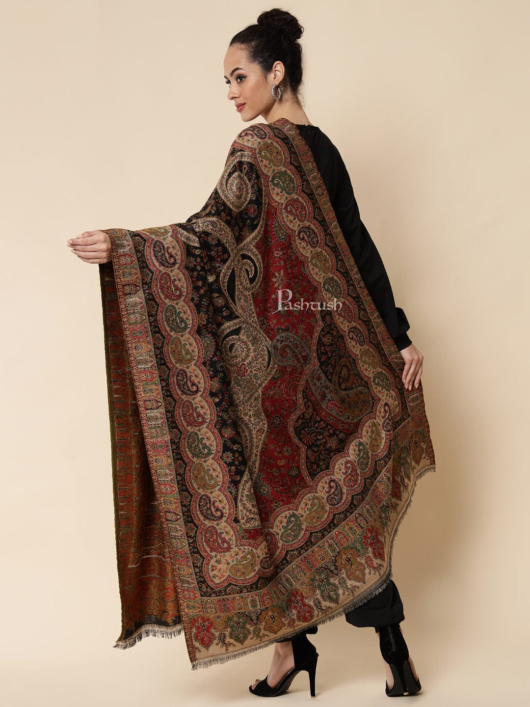 Pashtush Womens Paisley Weave Ethnic Shawl, Soft And Warm, Multicolour - Image 6