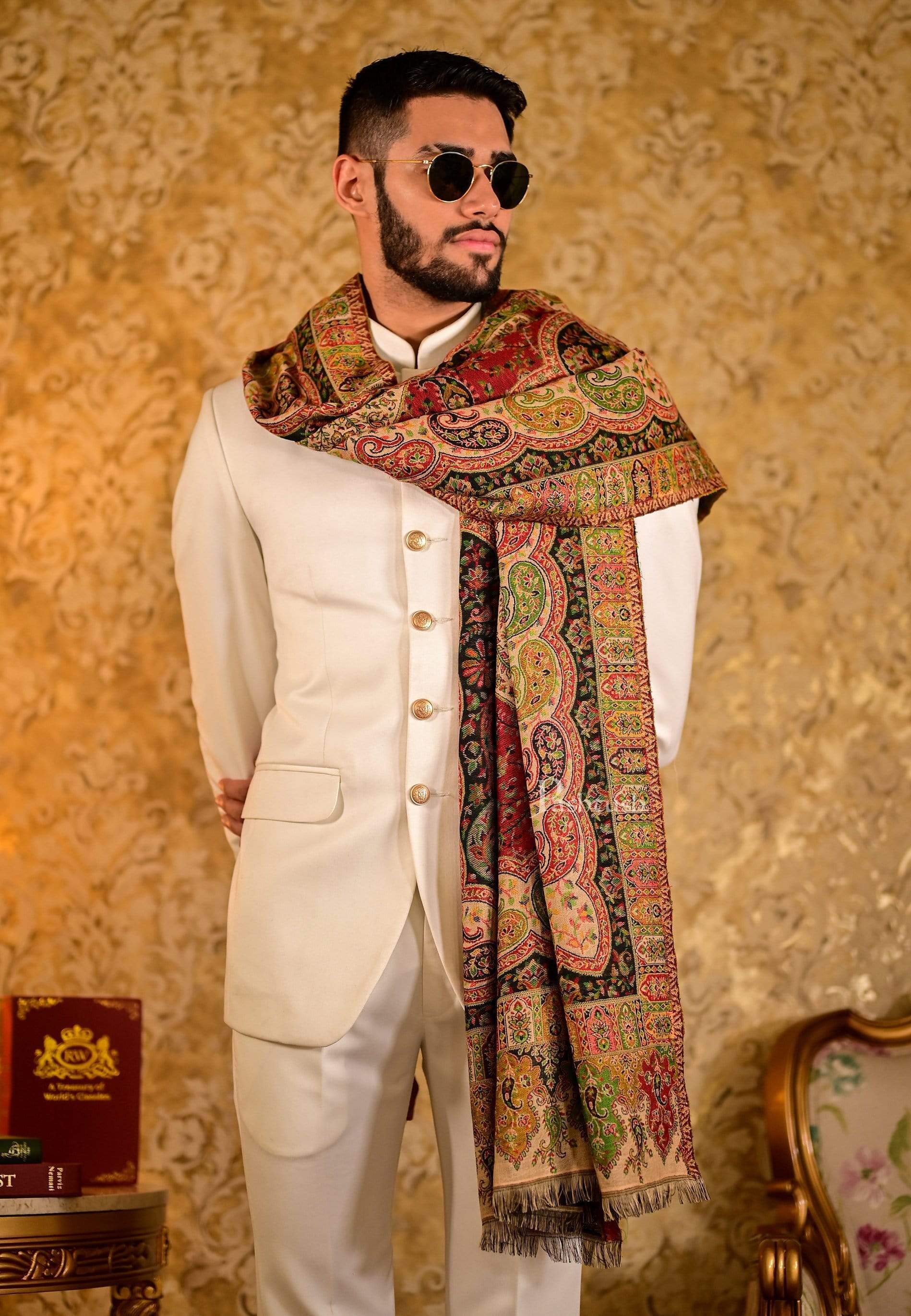 Pashtush Mens Paisley Weave Ethnic Stole, Soft And Warm - Image 6