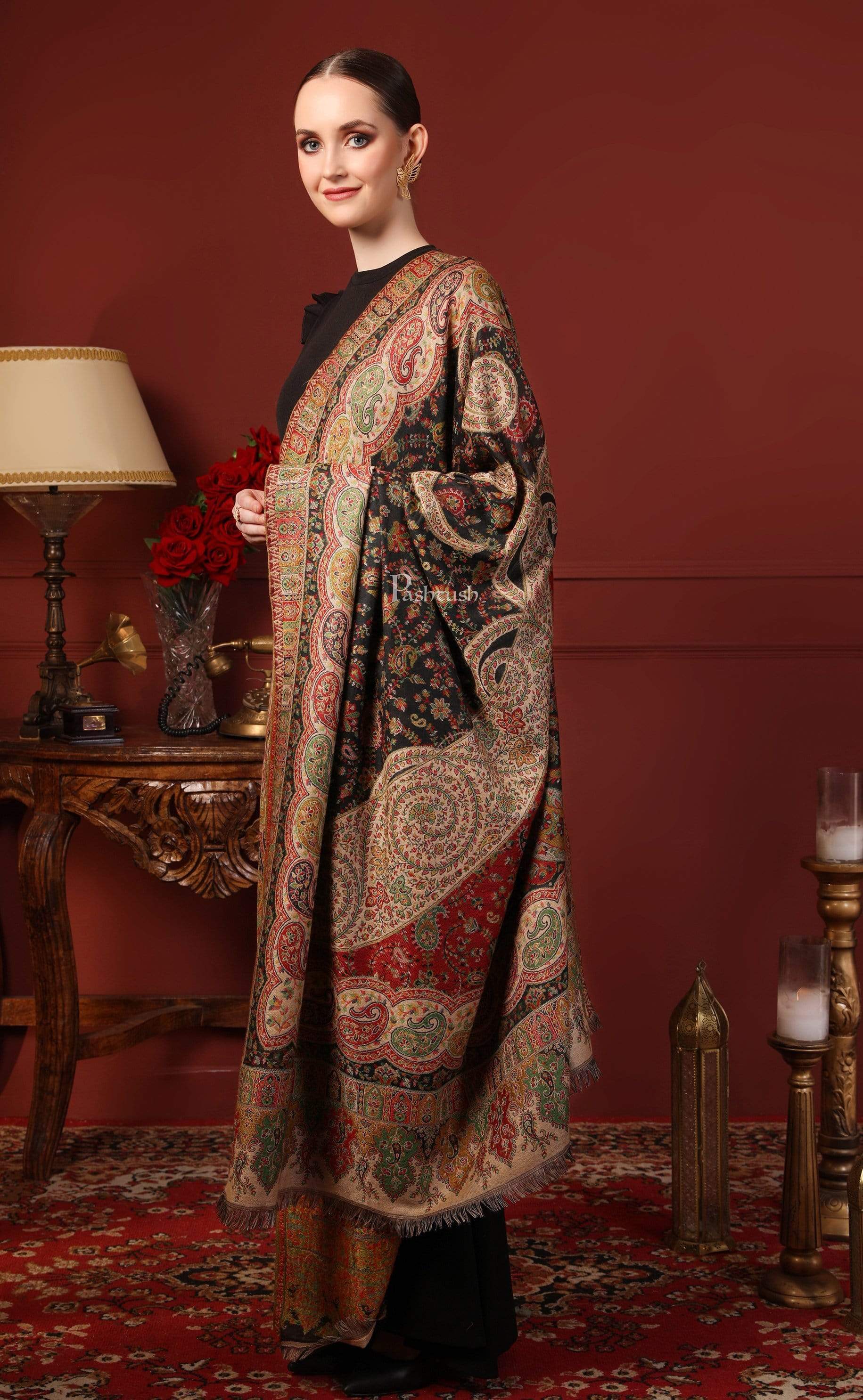 Pashtush Womens Paisley Weave Ethnic Shawl, Soft And Warm - Image 5