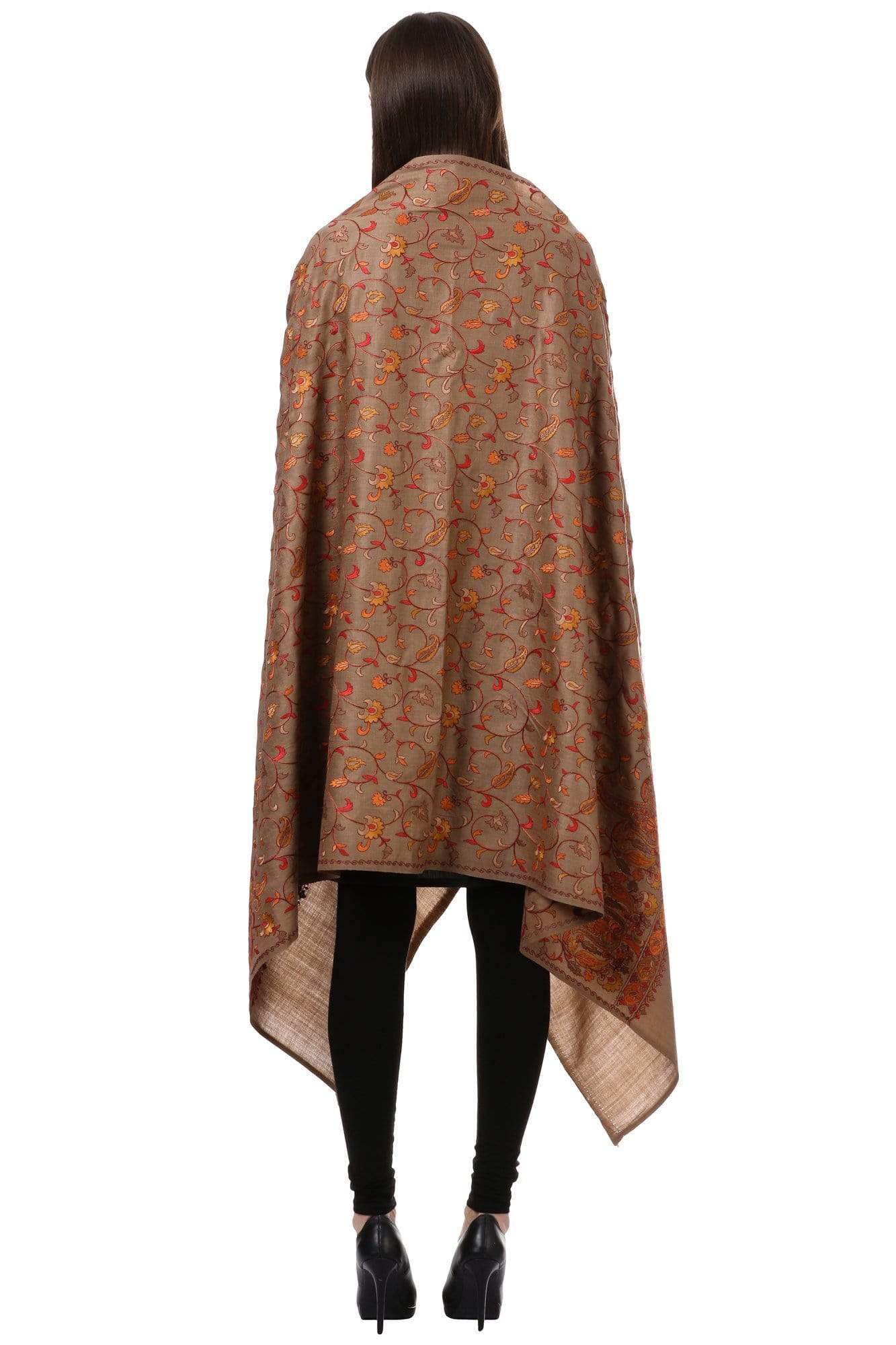Pashtush Womens Papier Machè Embroidery Jaal Shawl - Thaar - Image 3
