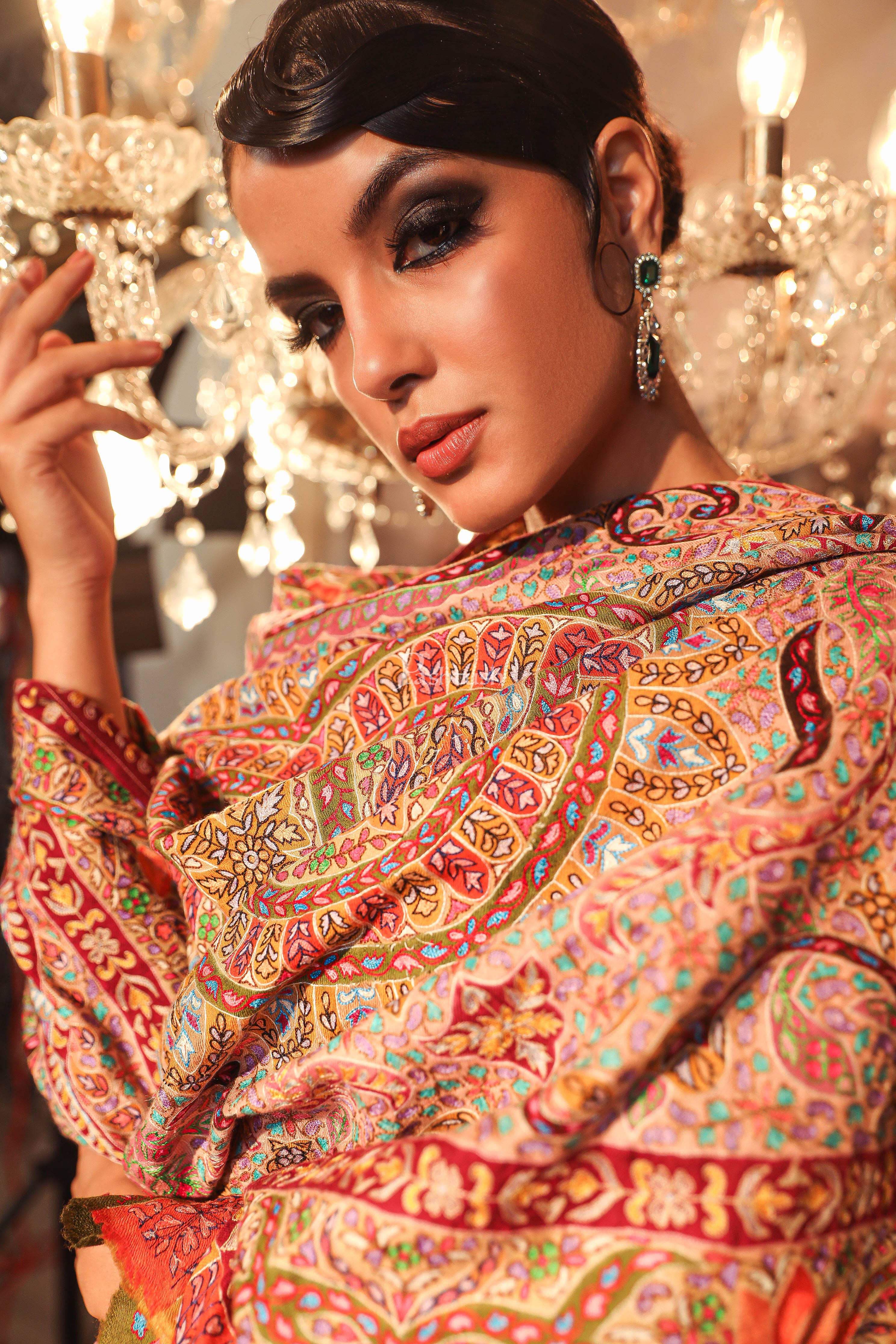 Pashtush Womens Pashmina Handmade Kalamkari Shawl, Multicoloured - Image 2
