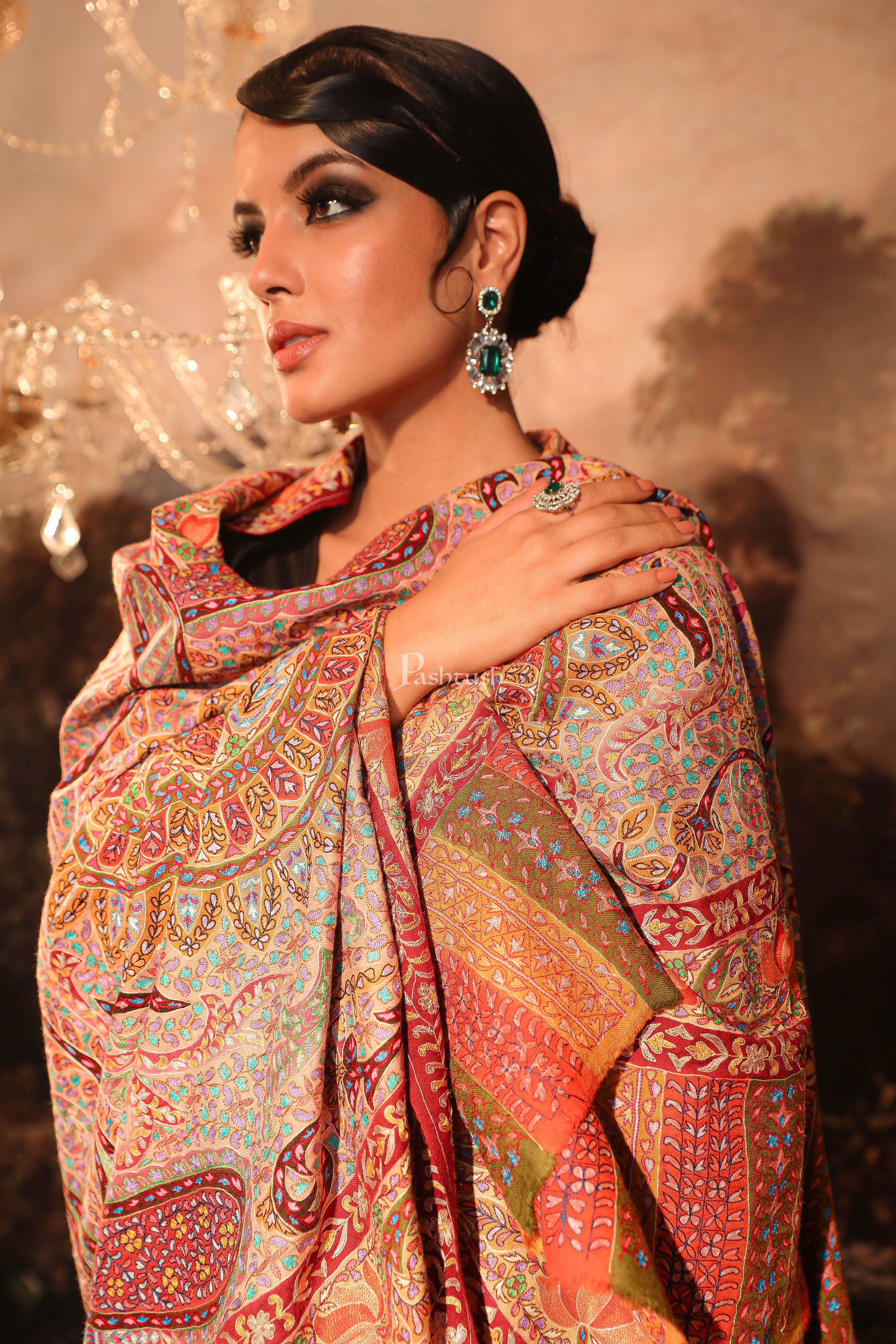 Pashtush Womens Pashmina Handmade Kalamkari Shawl, Multicoloured - Image 5