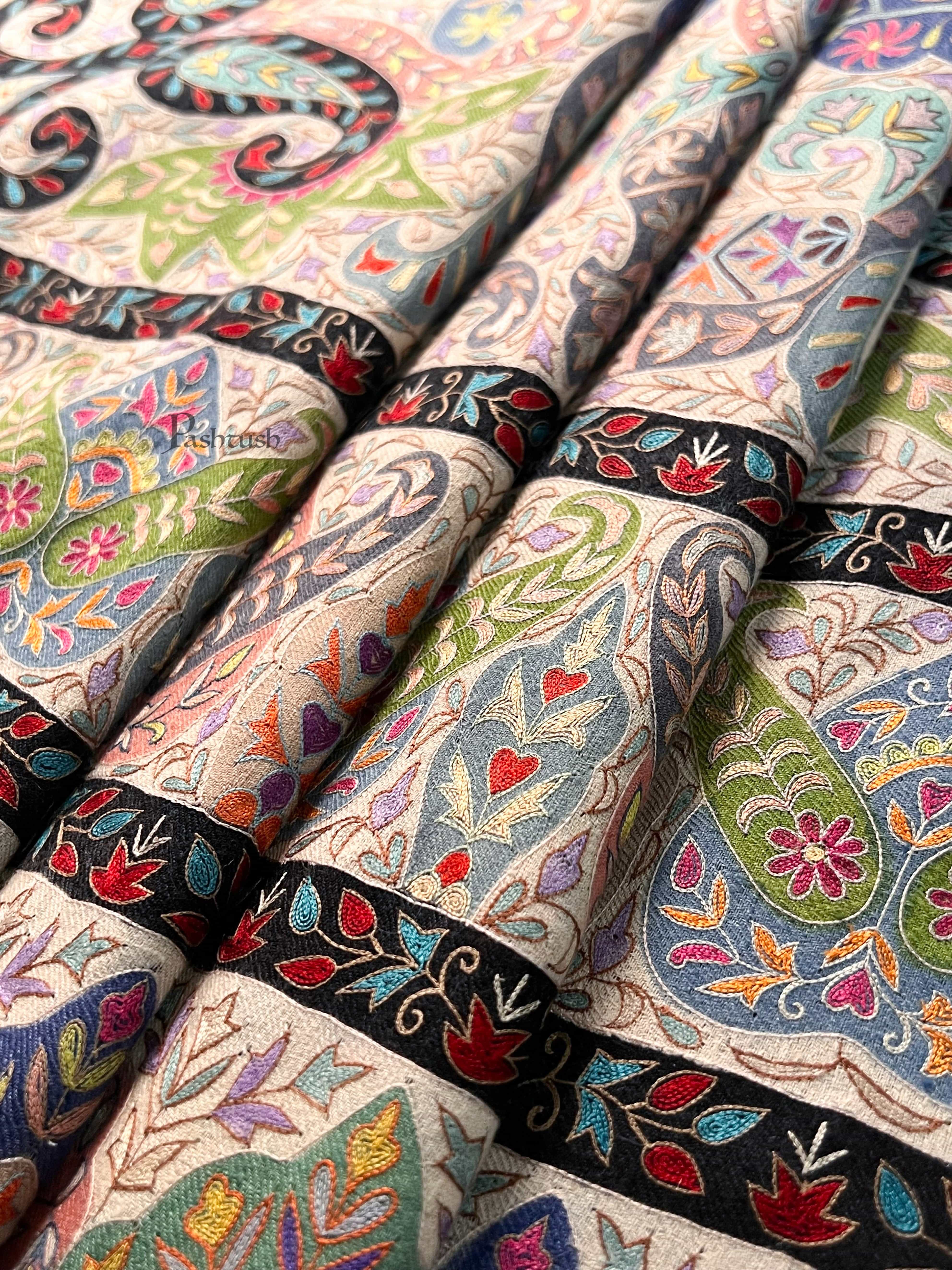 Pashtush Womens Pashmina Shawl, Hand Painted, Hand Embroidered, Handloom Woven Shawl, Multicoloured - Image 2