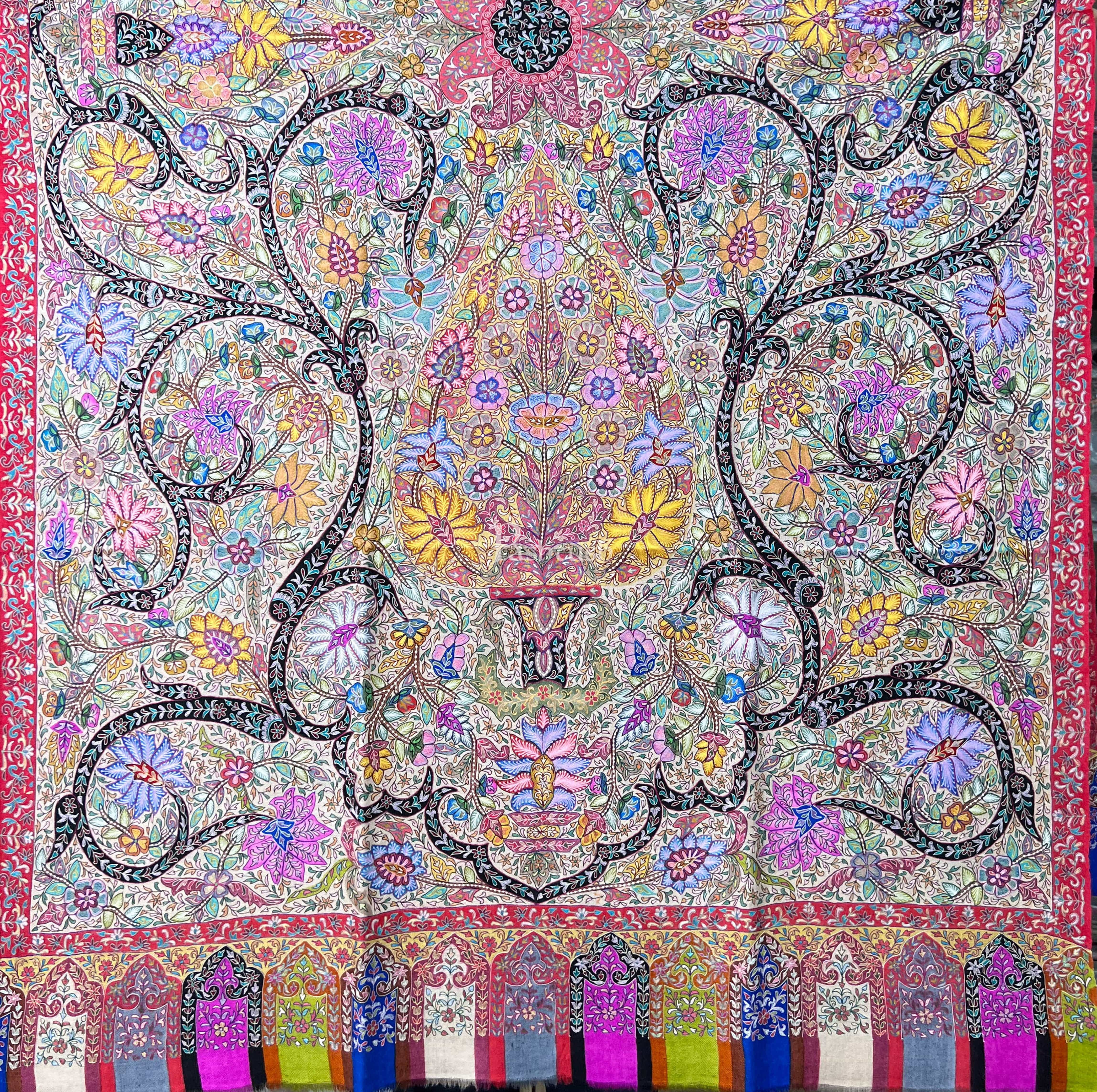 Pashtush Womens Pashmina Shawl, Handmade Kalamkari, Multicoloured