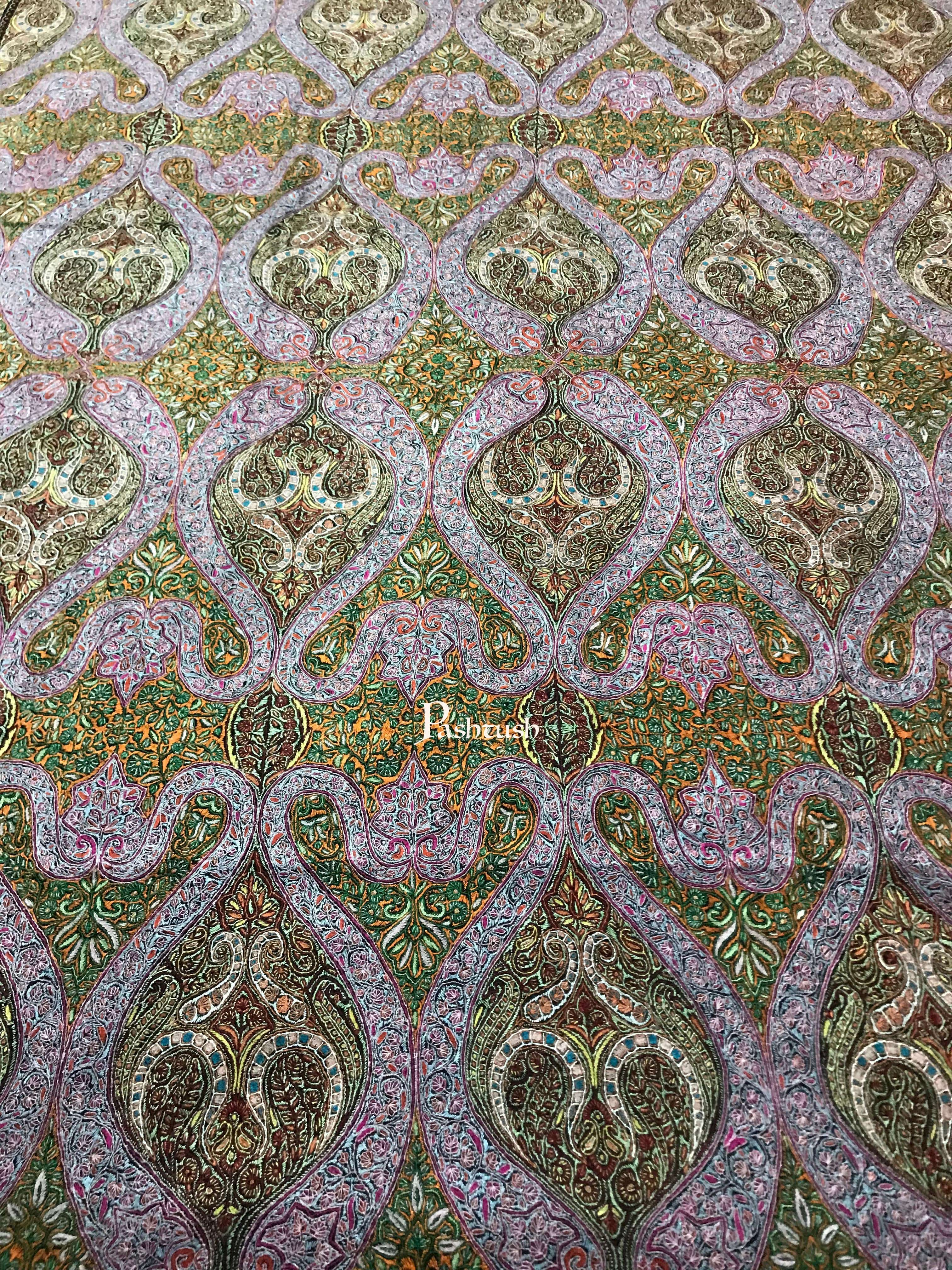 Pashtush Womens Pashmina Shawl, Handwoven with Sozni Hand Embroidery