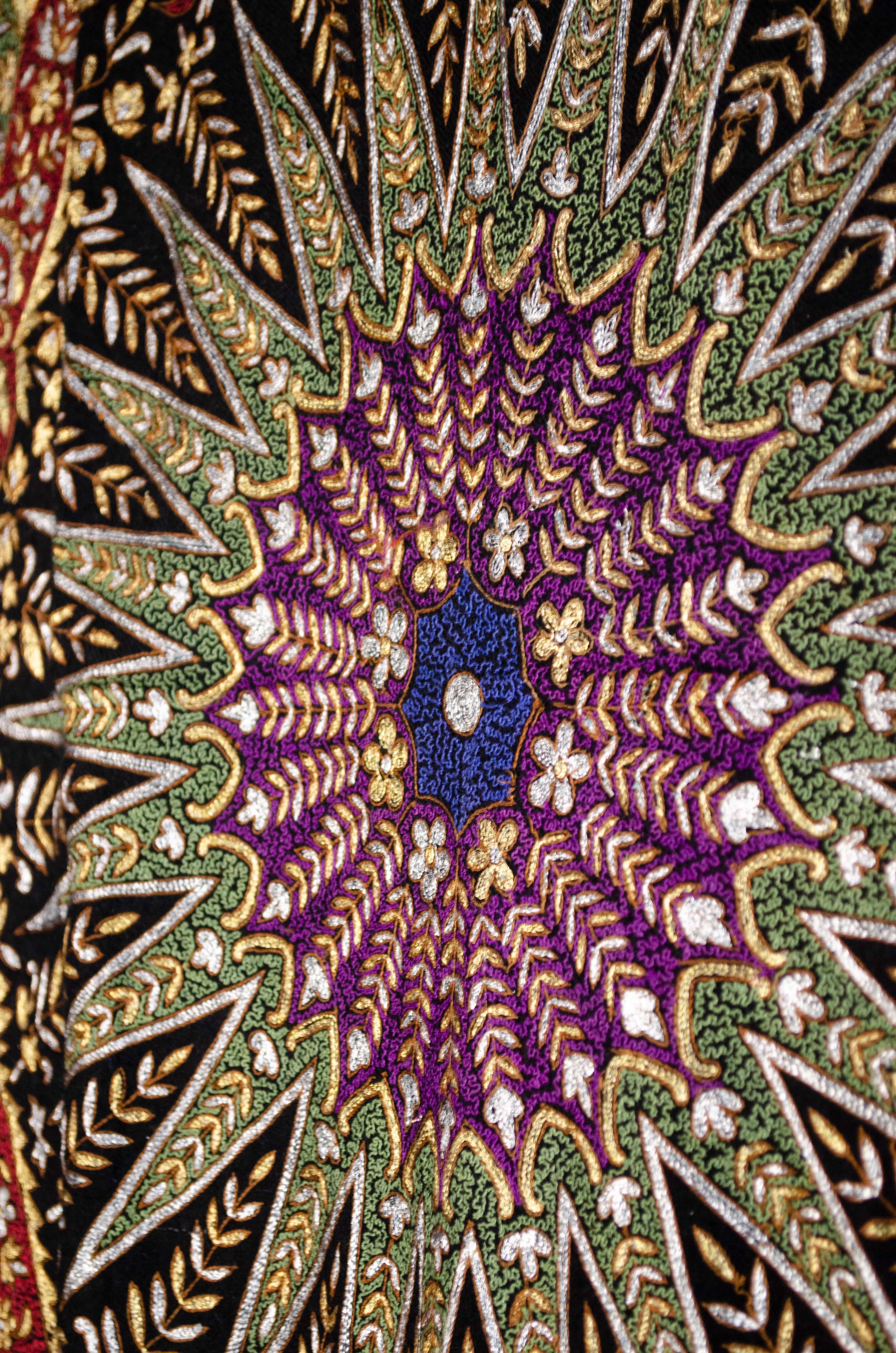 PASHTUSH WOMENS PASHMINA SHAWL, KASHMIRI TILLA WORK, HANDLOOM, MULTICOLOURED - Image 5