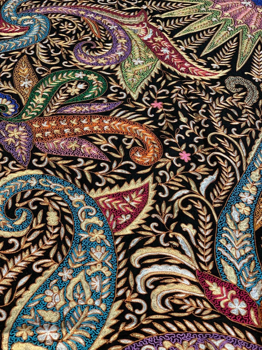 PASHTUSH WOMENS PASHMINA SHAWL, KASHMIRI TILLA WORK, HANDLOOM, MULTICOLOURED - Image 7
