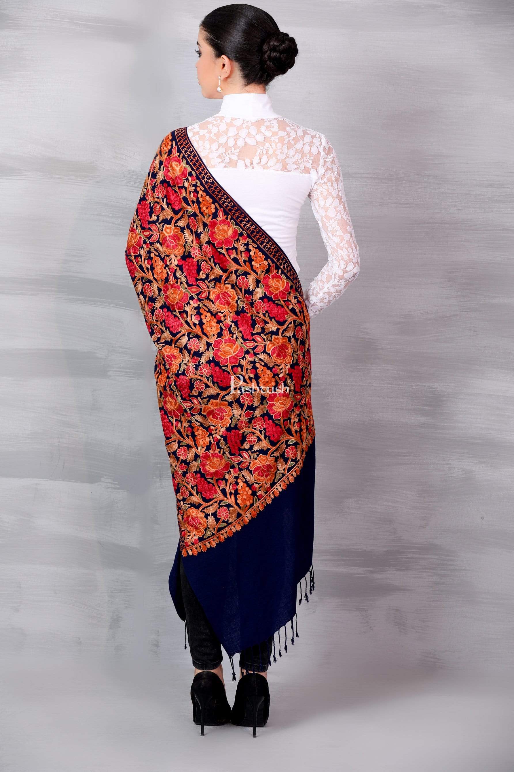 Pashtush Womens Peruvian Roses Scarf, Embroidery Stole, Soft And Warm - Image 4