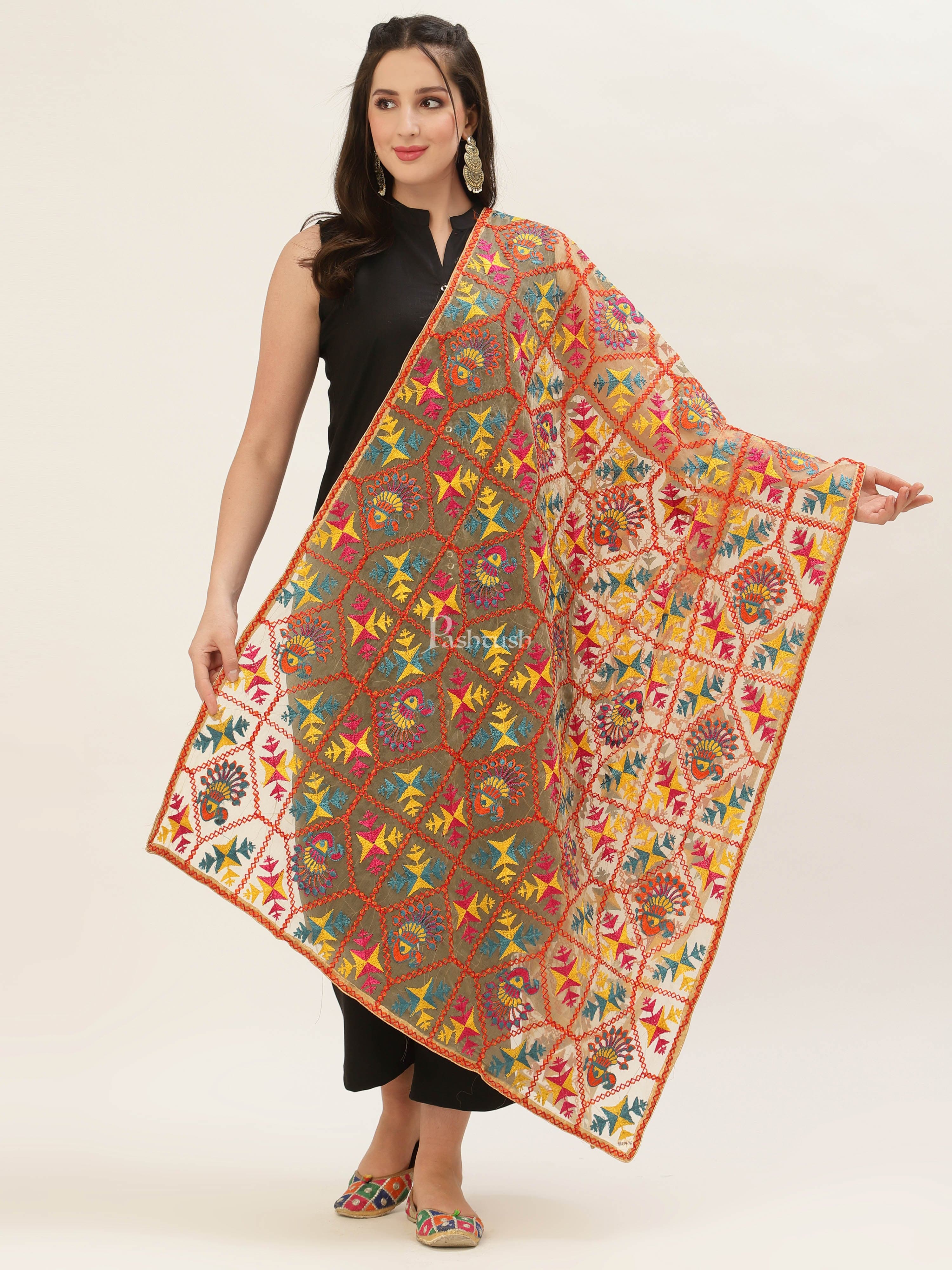 Pashtush Womens Phulkari Dupatta - Image 3
