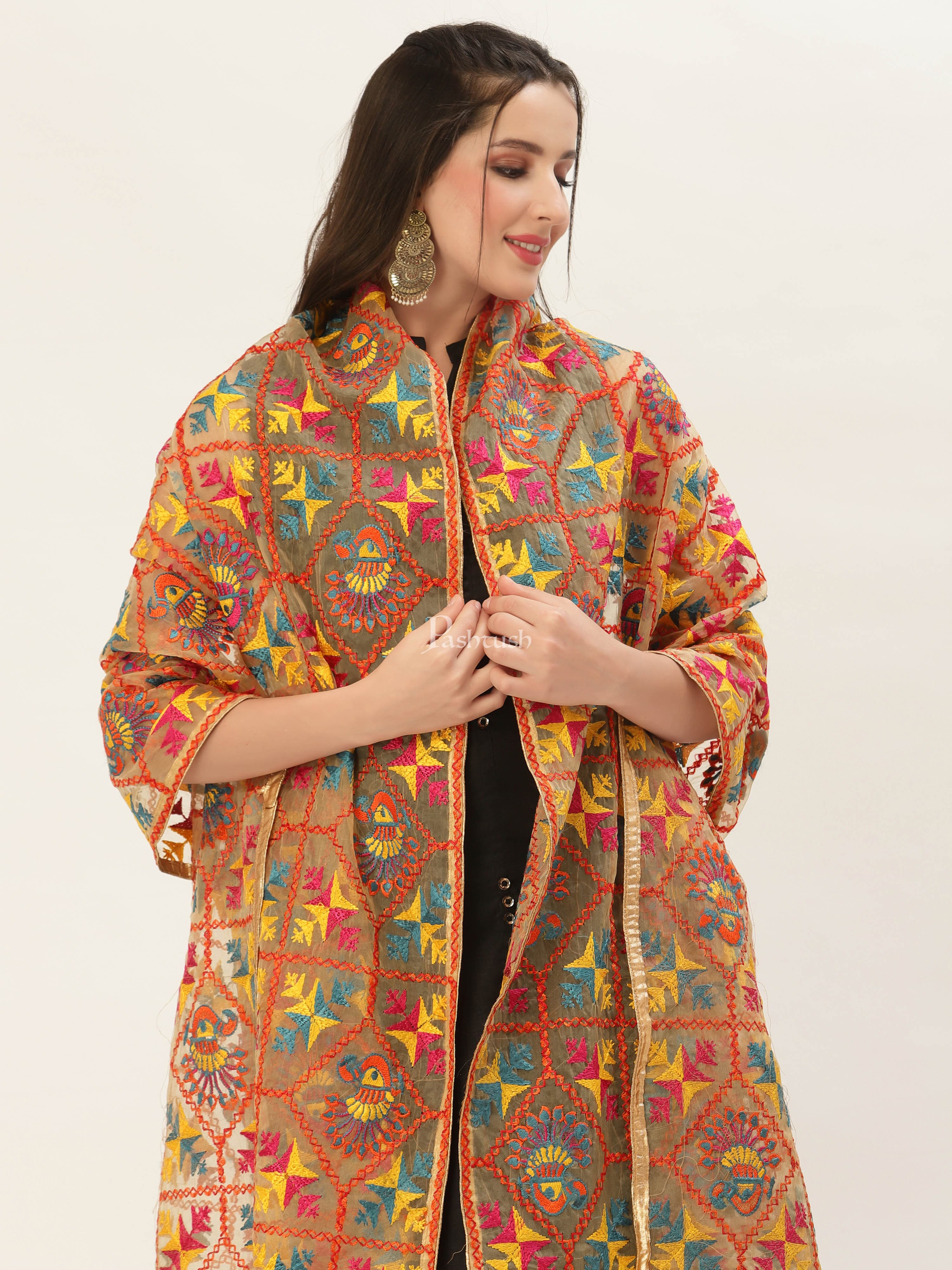 Pashtush Womens Phulkari Dupatta - Image 5
