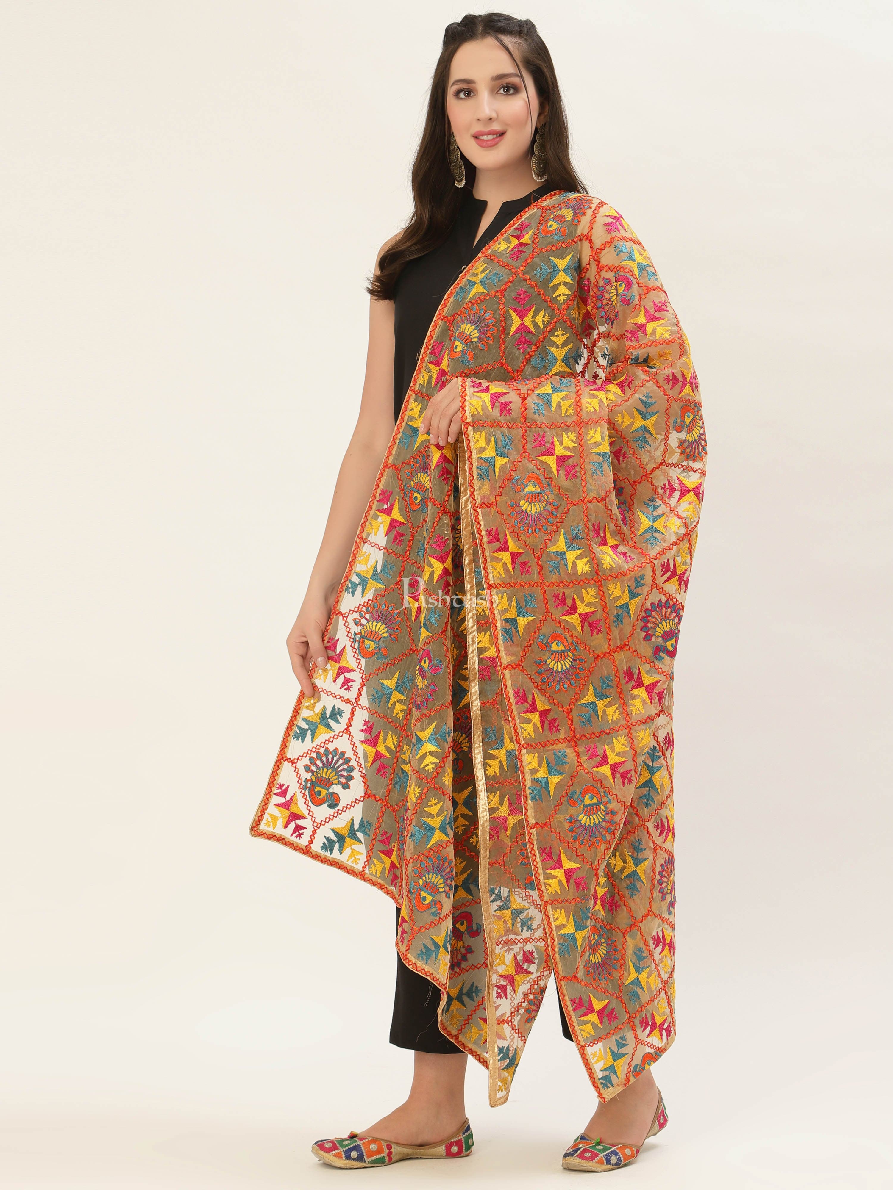 Pashtush Womens Phulkari Dupatta - Image 6