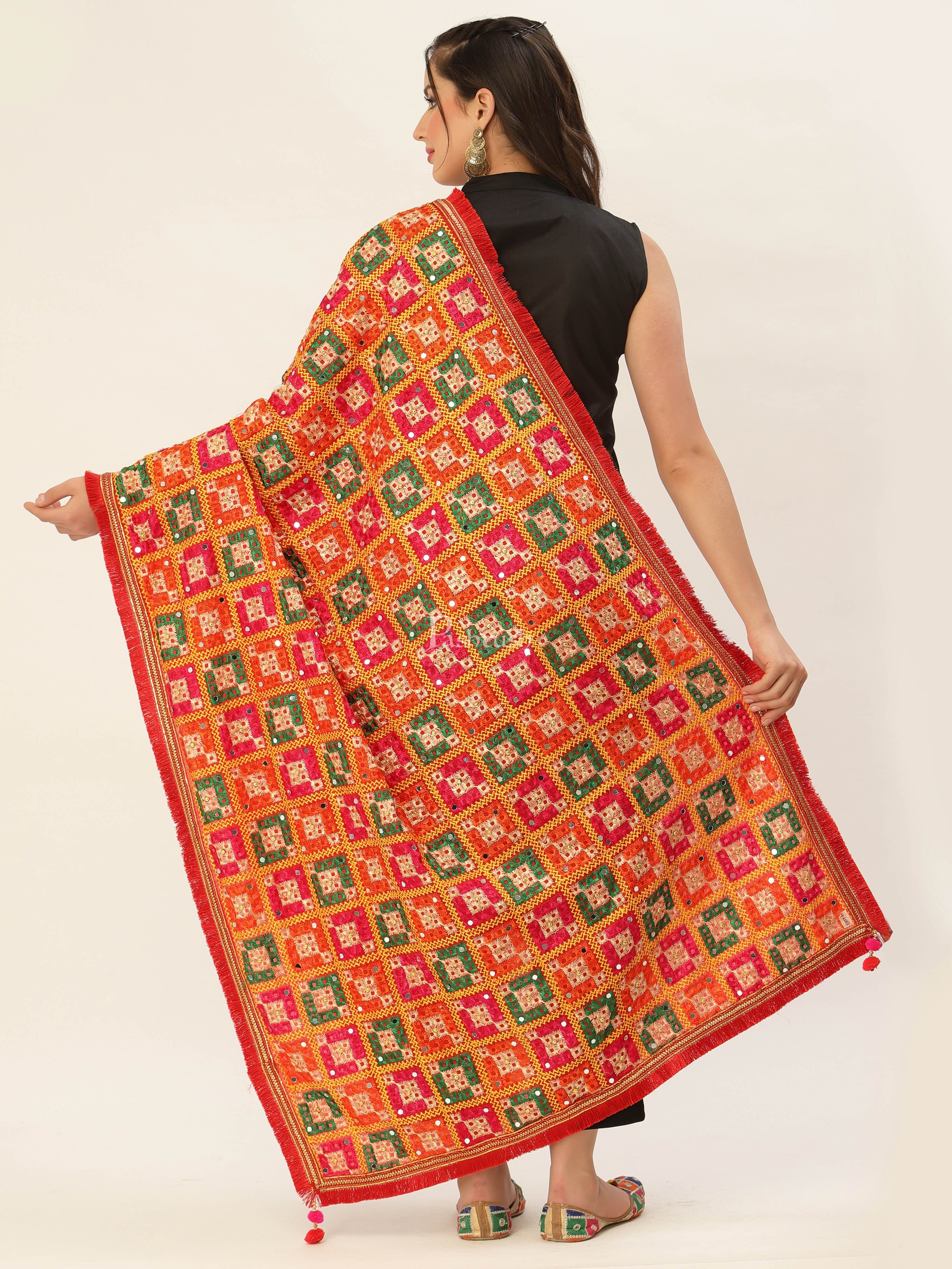 Pashtush Womens Phulkari Dupatta - Image 3