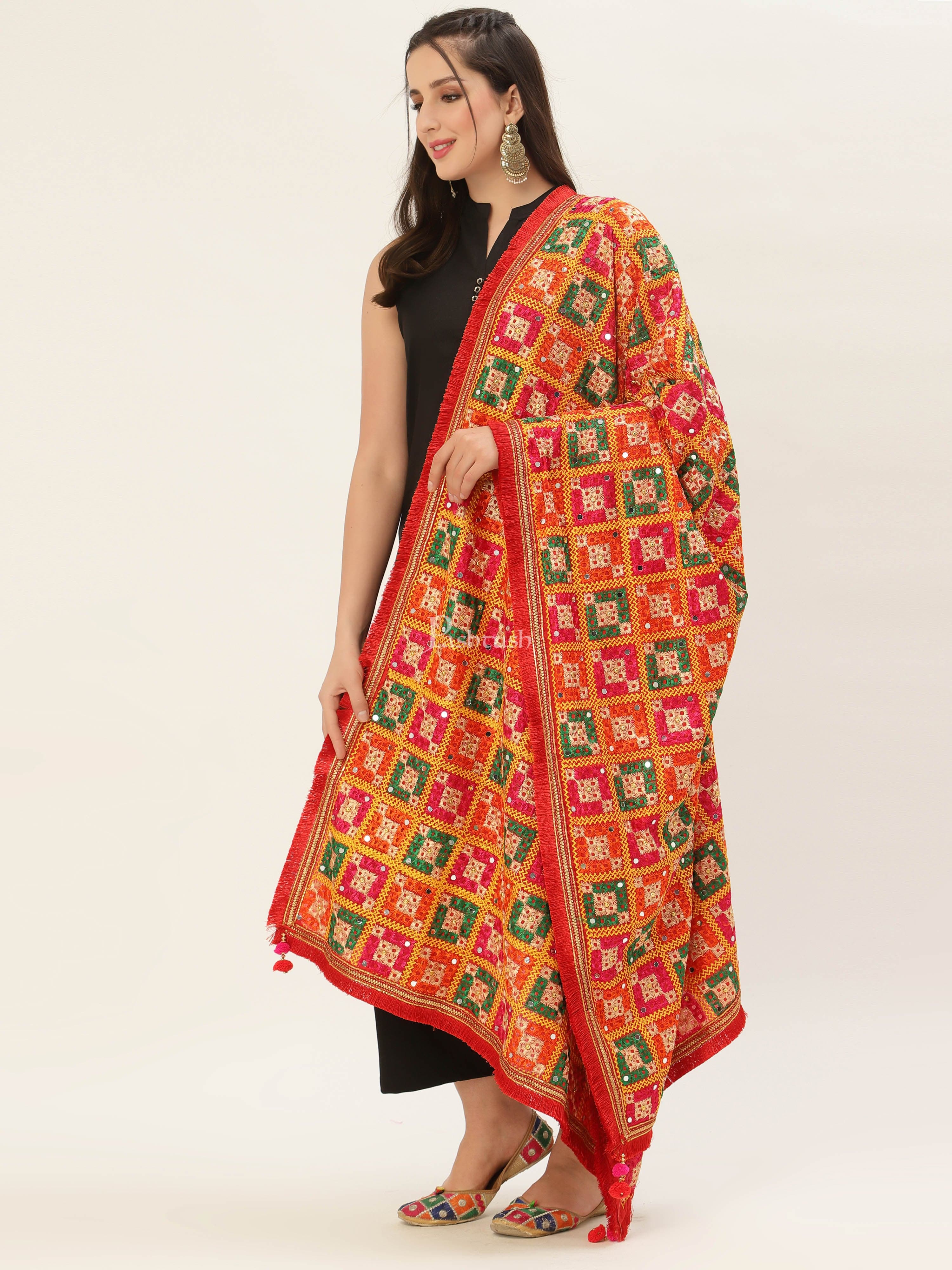 Pashtush Womens Phulkari Dupatta - Image 5