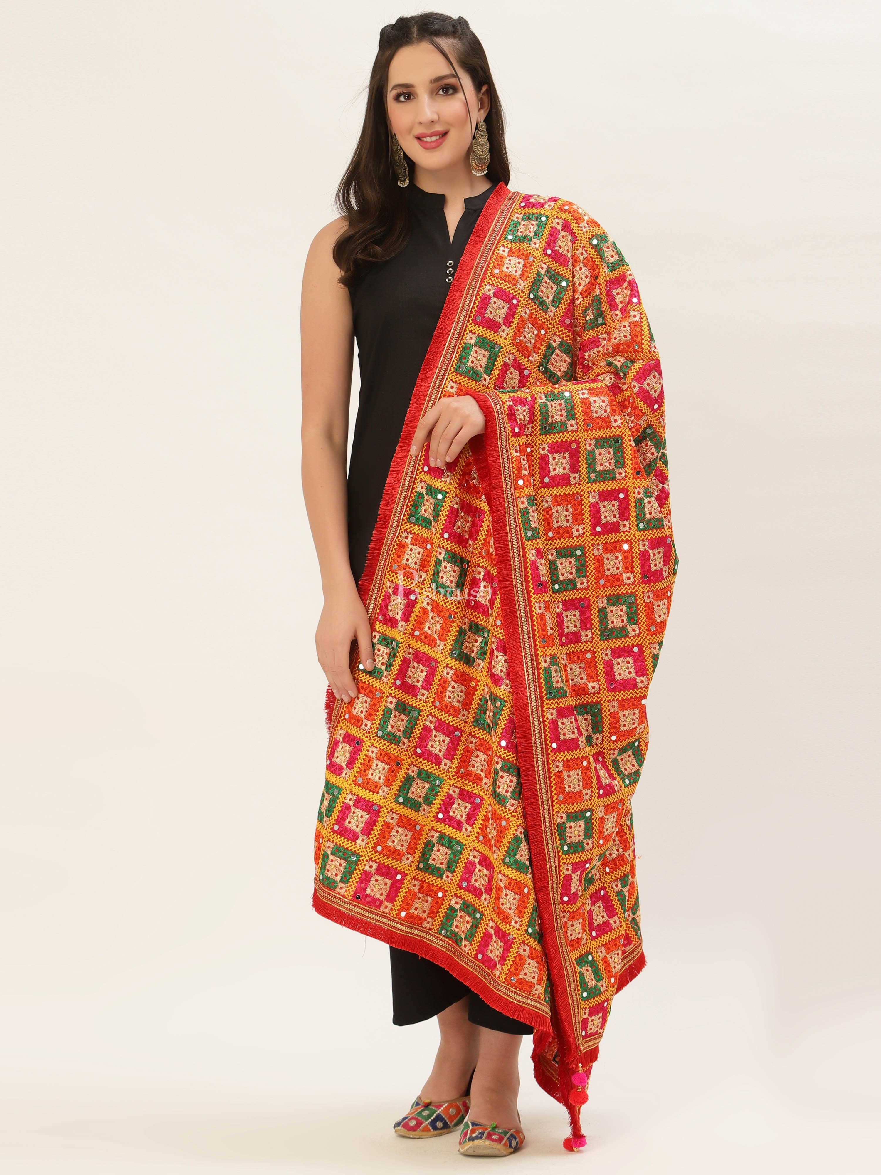 Pashtush Womens Phulkari Dupatta - Image 6