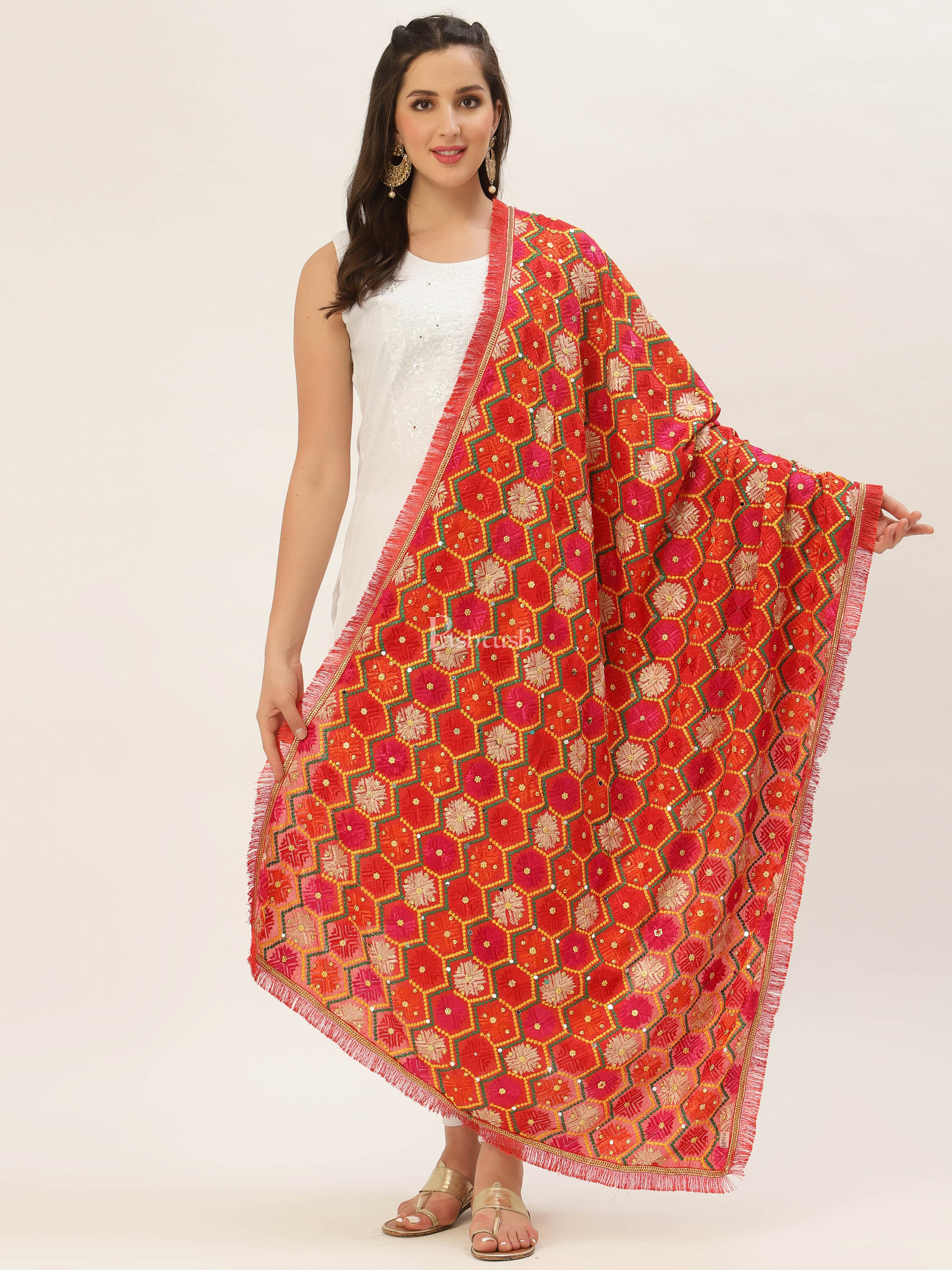 Pashtush Womens Phulkari Dupatta