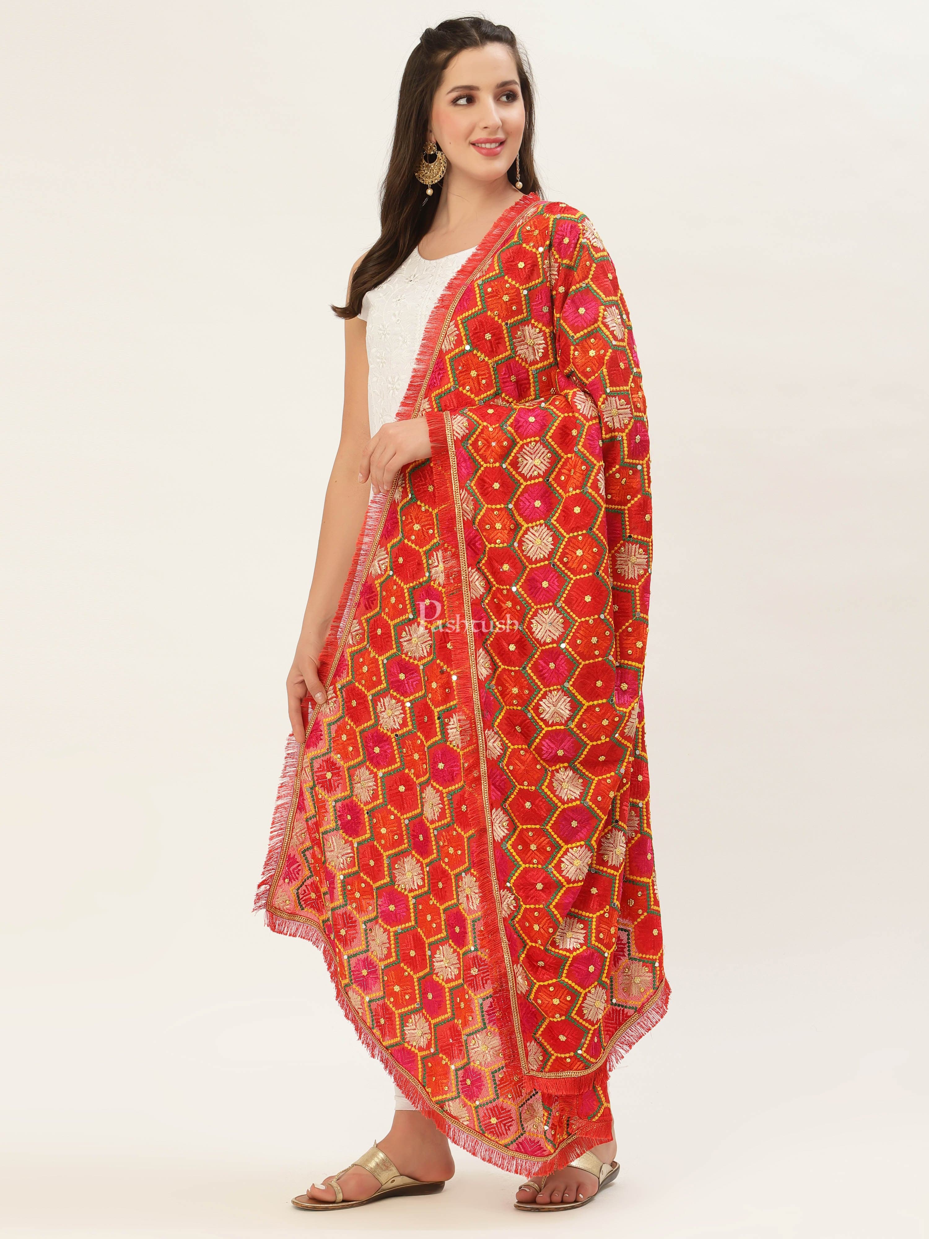 Pashtush Womens Phulkari Dupatta - Image 5