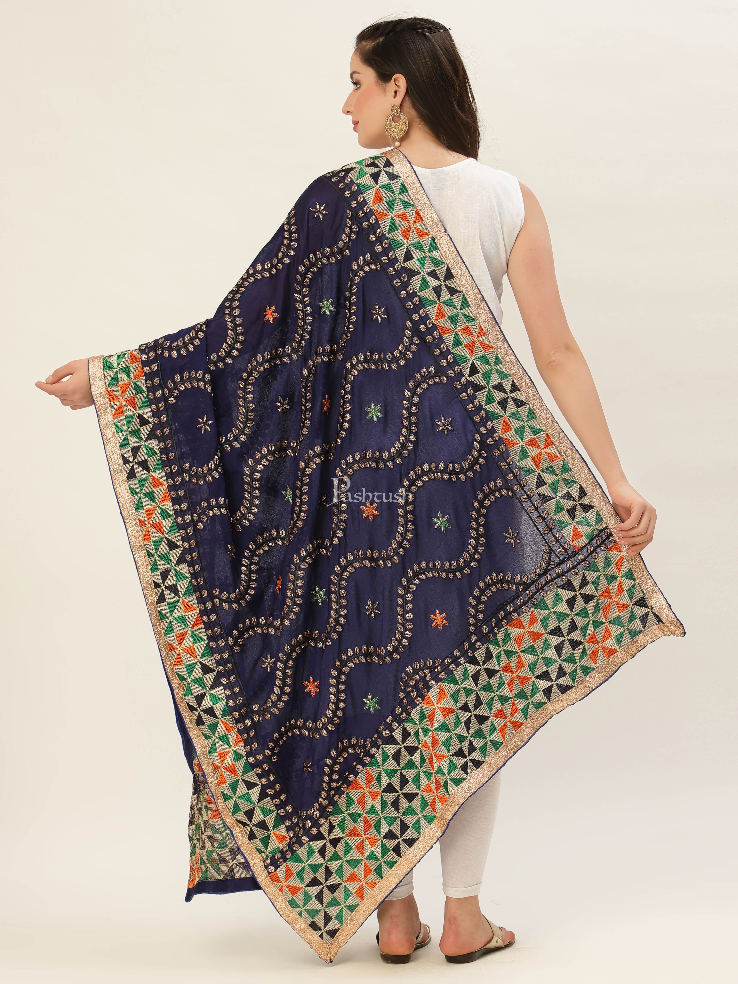 Pashtush Womens Phulkari Dupatta - Image 4