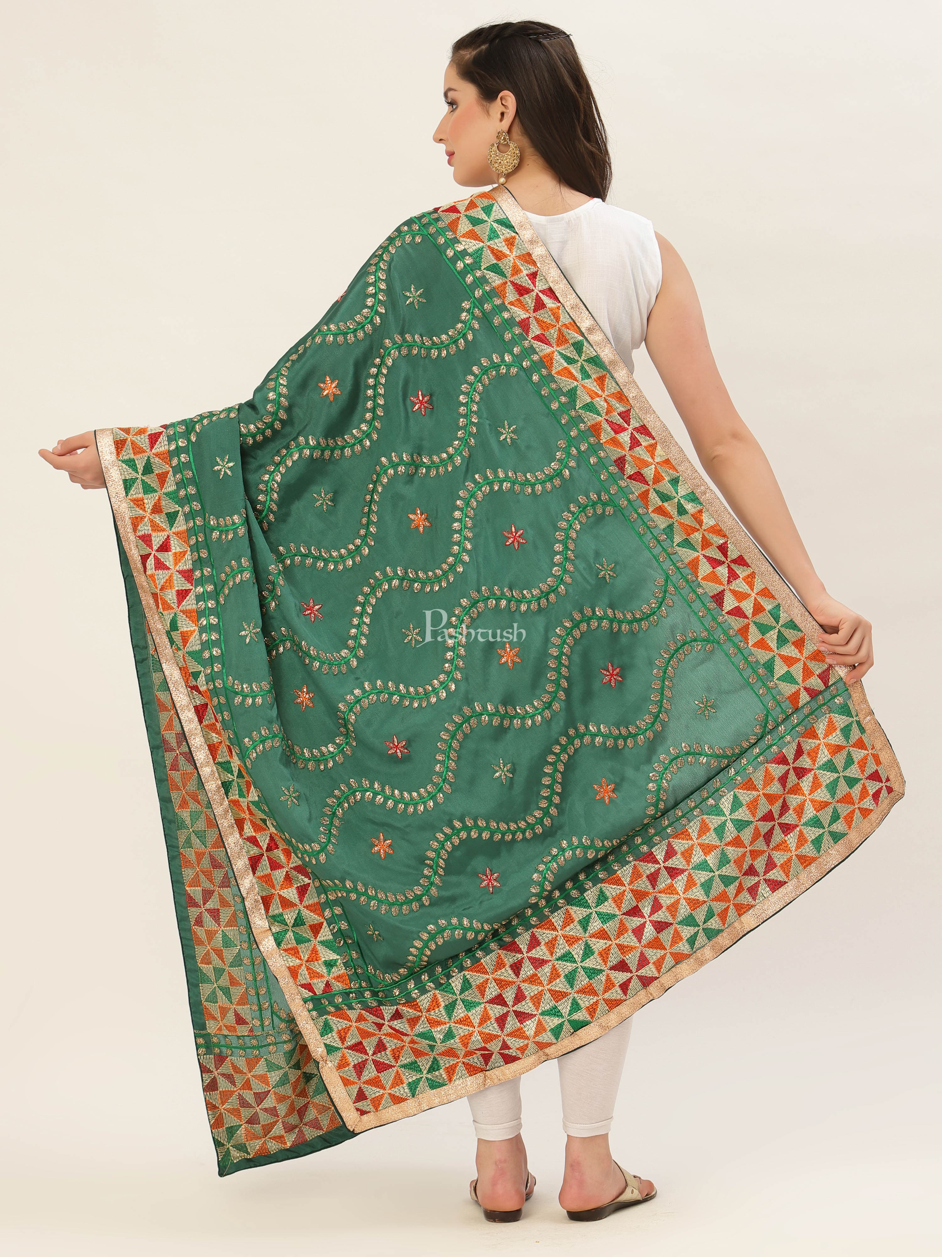 Pashtush Womens Phulkari Dupatta - Image 4