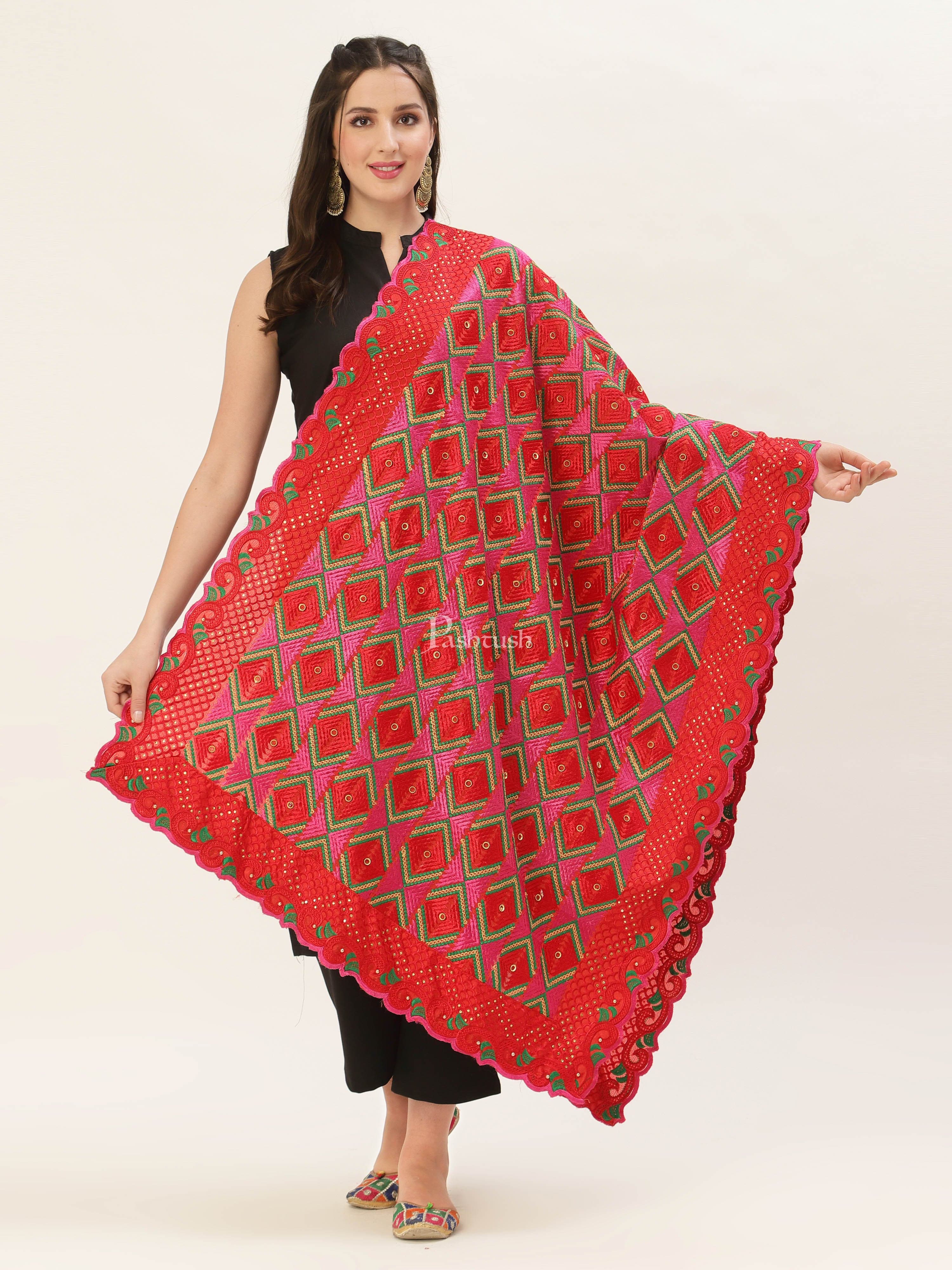 Pashtush Womens Phulkari Dupatta - Image 3