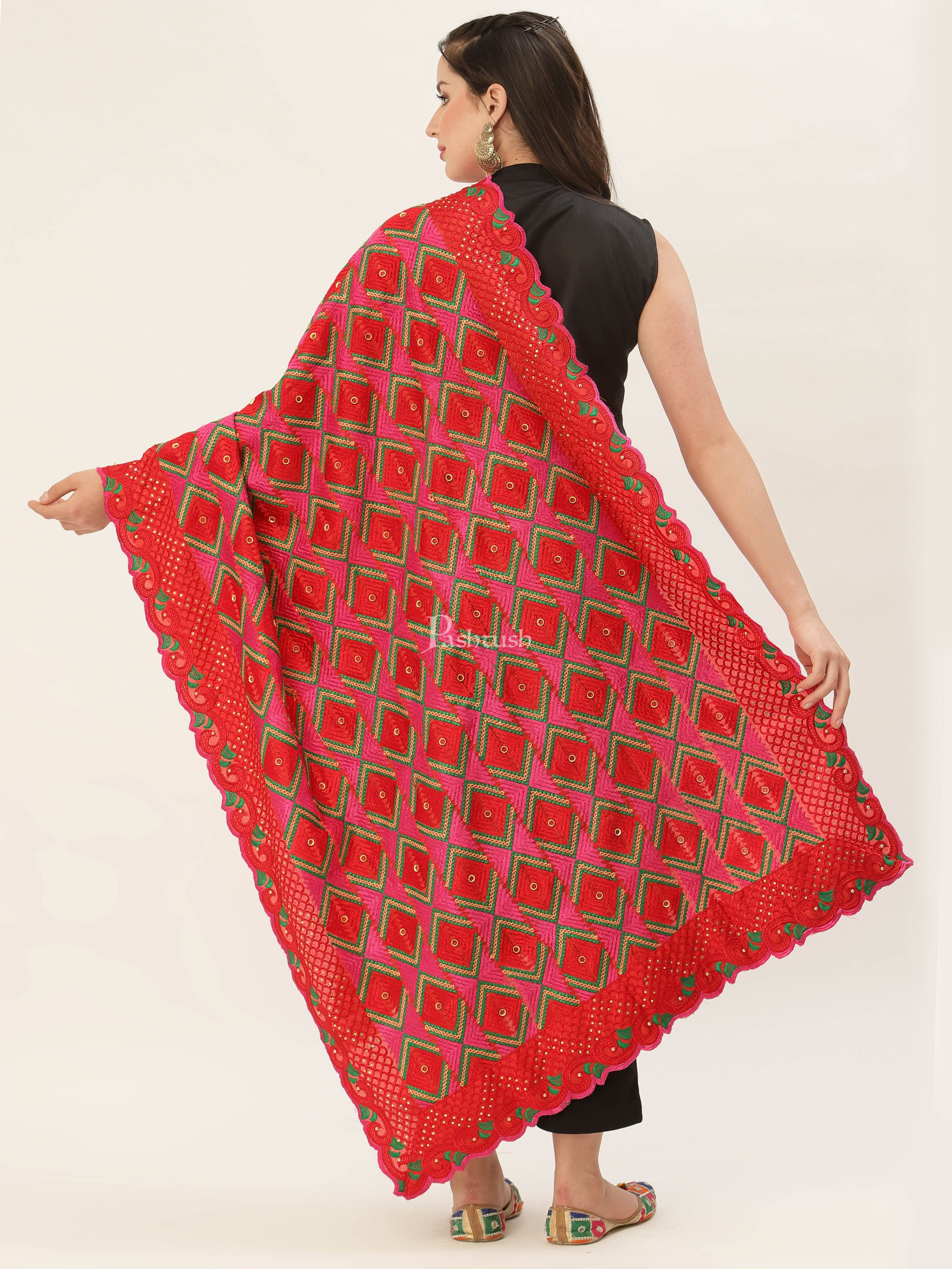 Pashtush Womens Phulkari Dupatta - Image 4