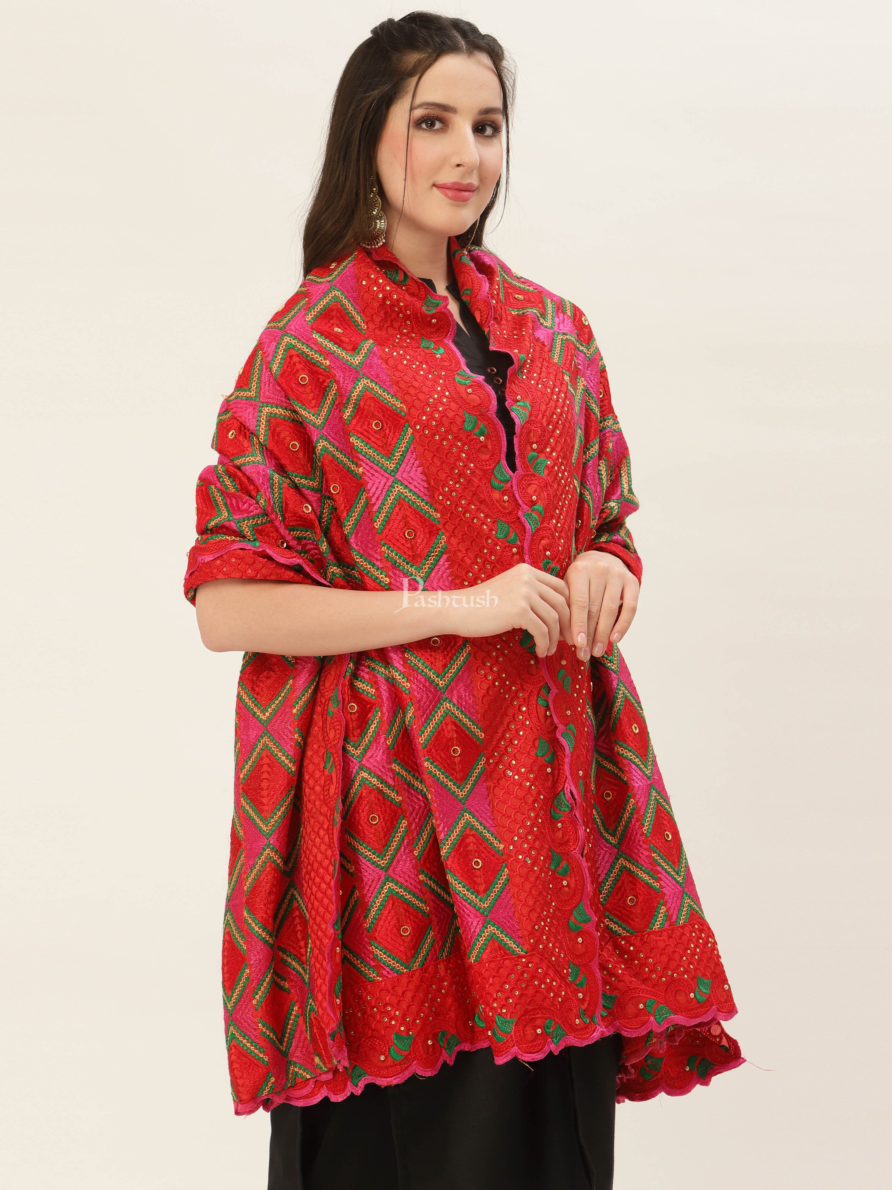 Pashtush Womens Phulkari Dupatta - Image 5
