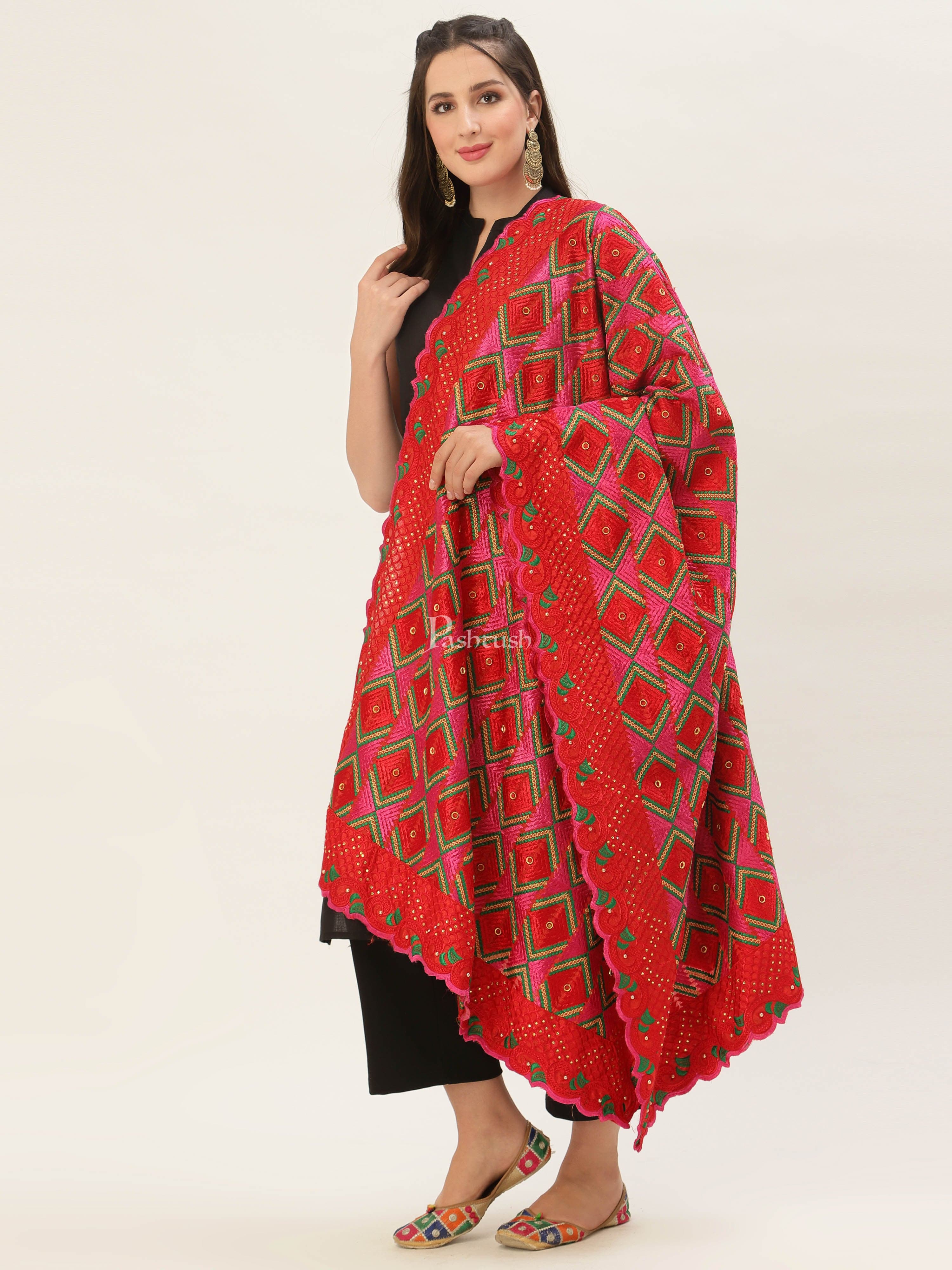 Pashtush Womens Phulkari Dupatta - Image 6