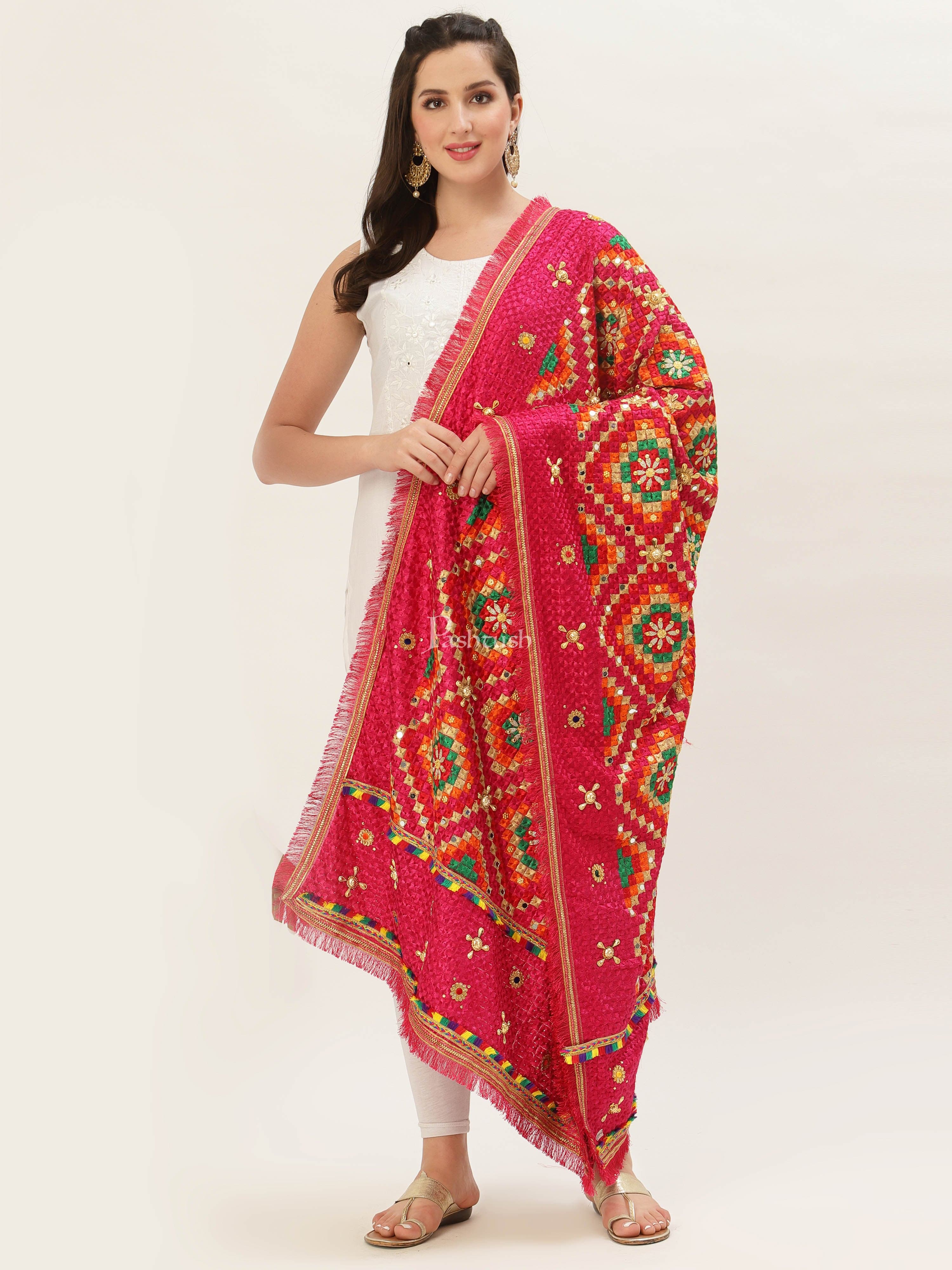 Pashtush Womens Phulkari Dupatta - Image 4