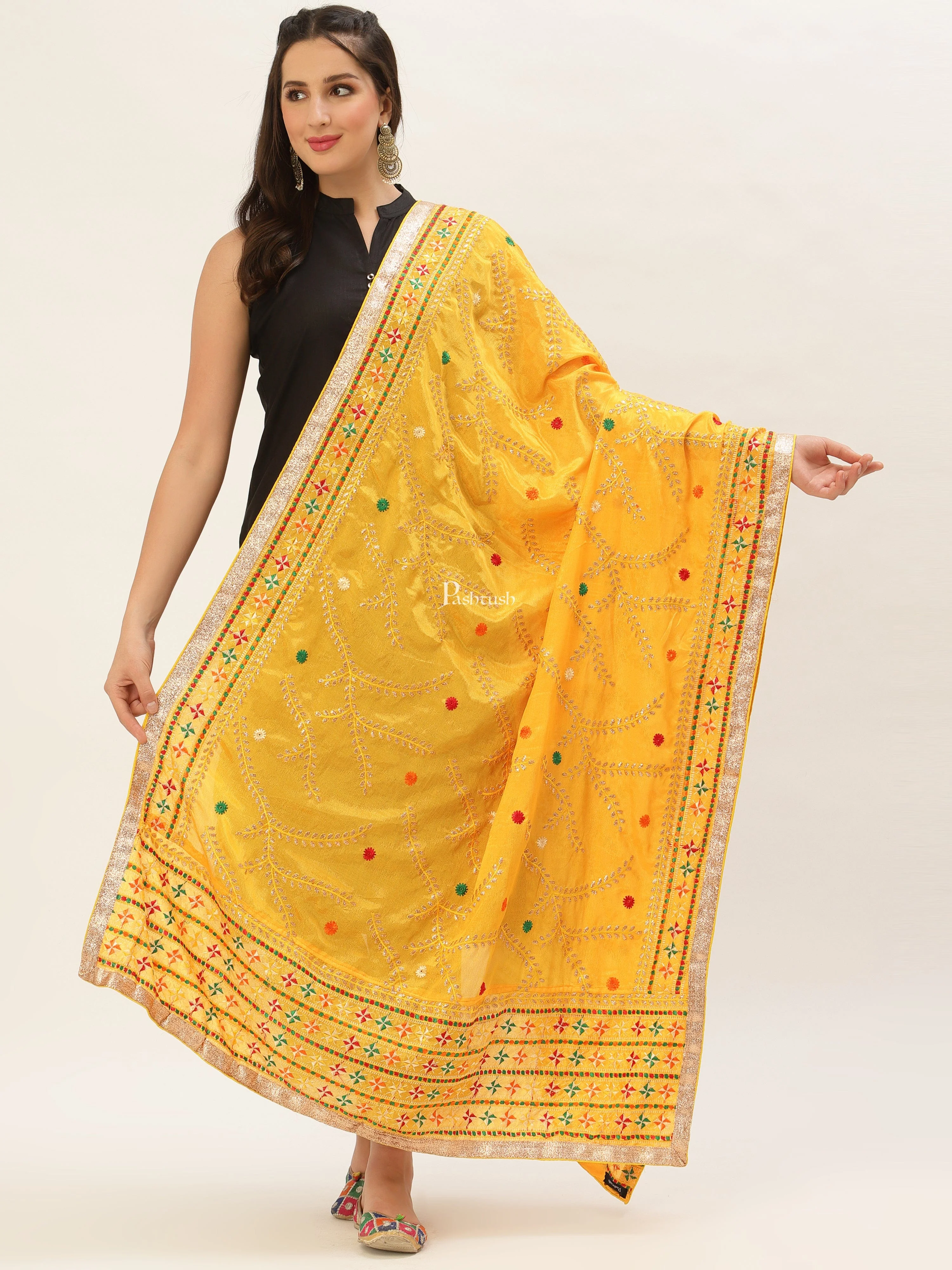 Pashtush Womens Phulkari Dupatta - Image 3