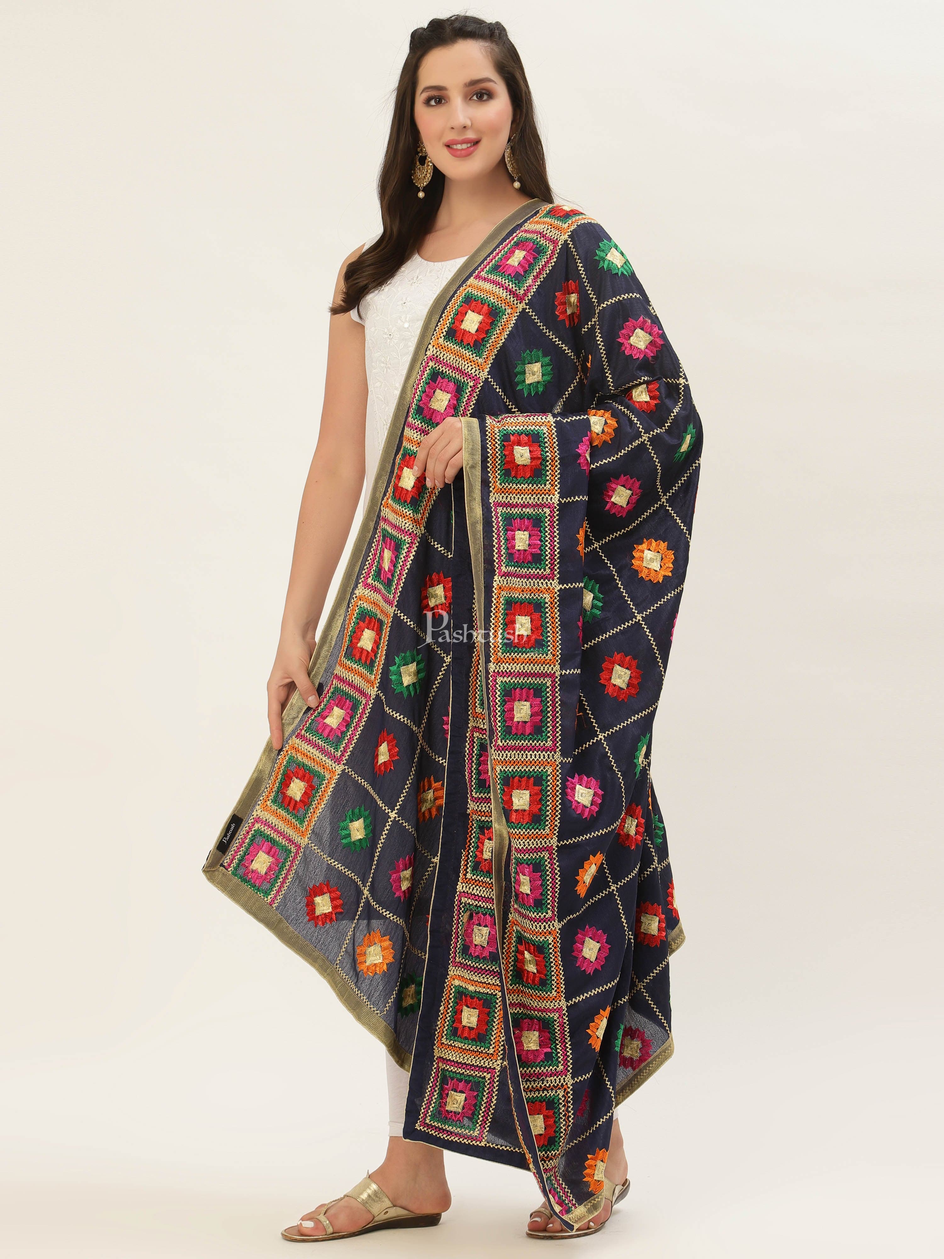 Pashtush Womens Phulkari Dupatta - Image 4