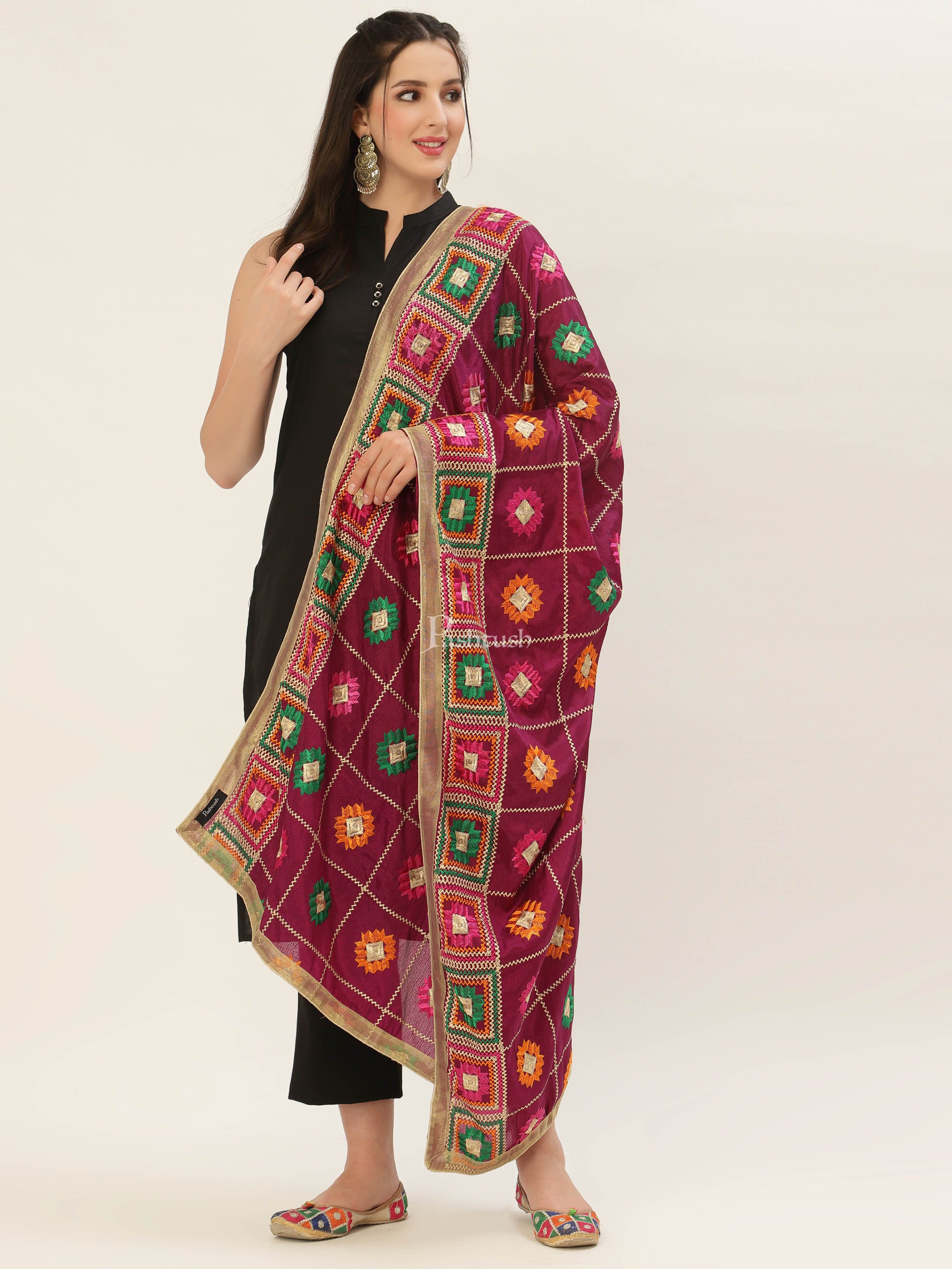Pashtush Womens Phulkari Dupatta - Image 6