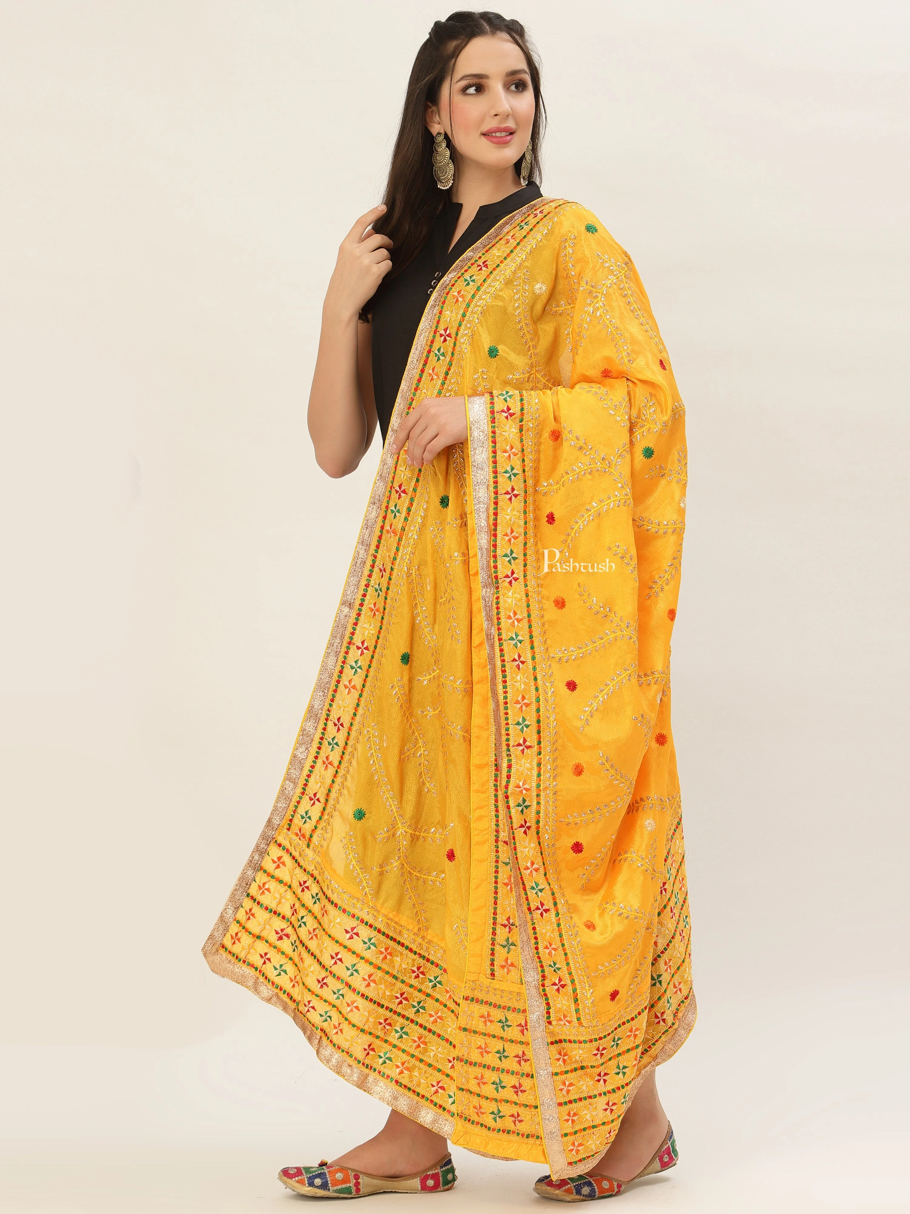 Pashtush Womens Phulkari Dupatta - Image 6