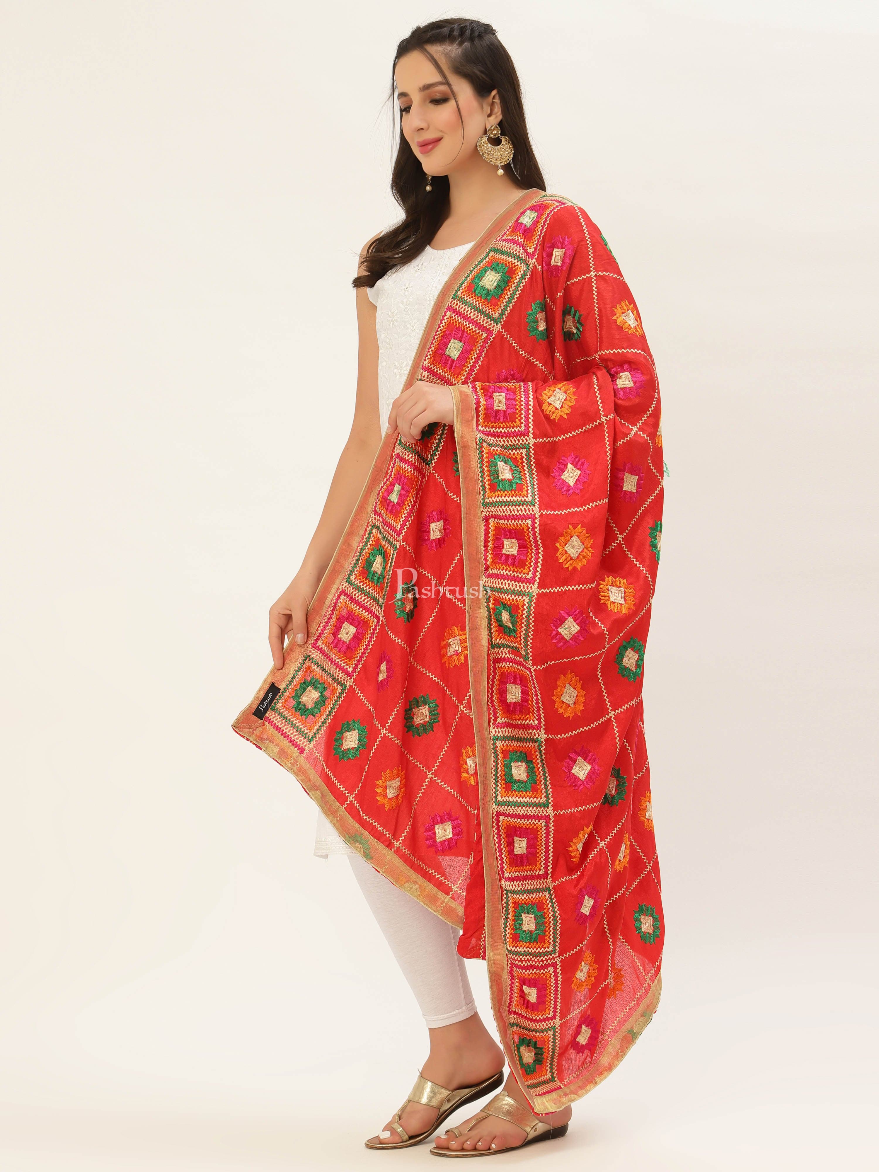 Pashtush Womens Phulkari Dupatta - Image 4