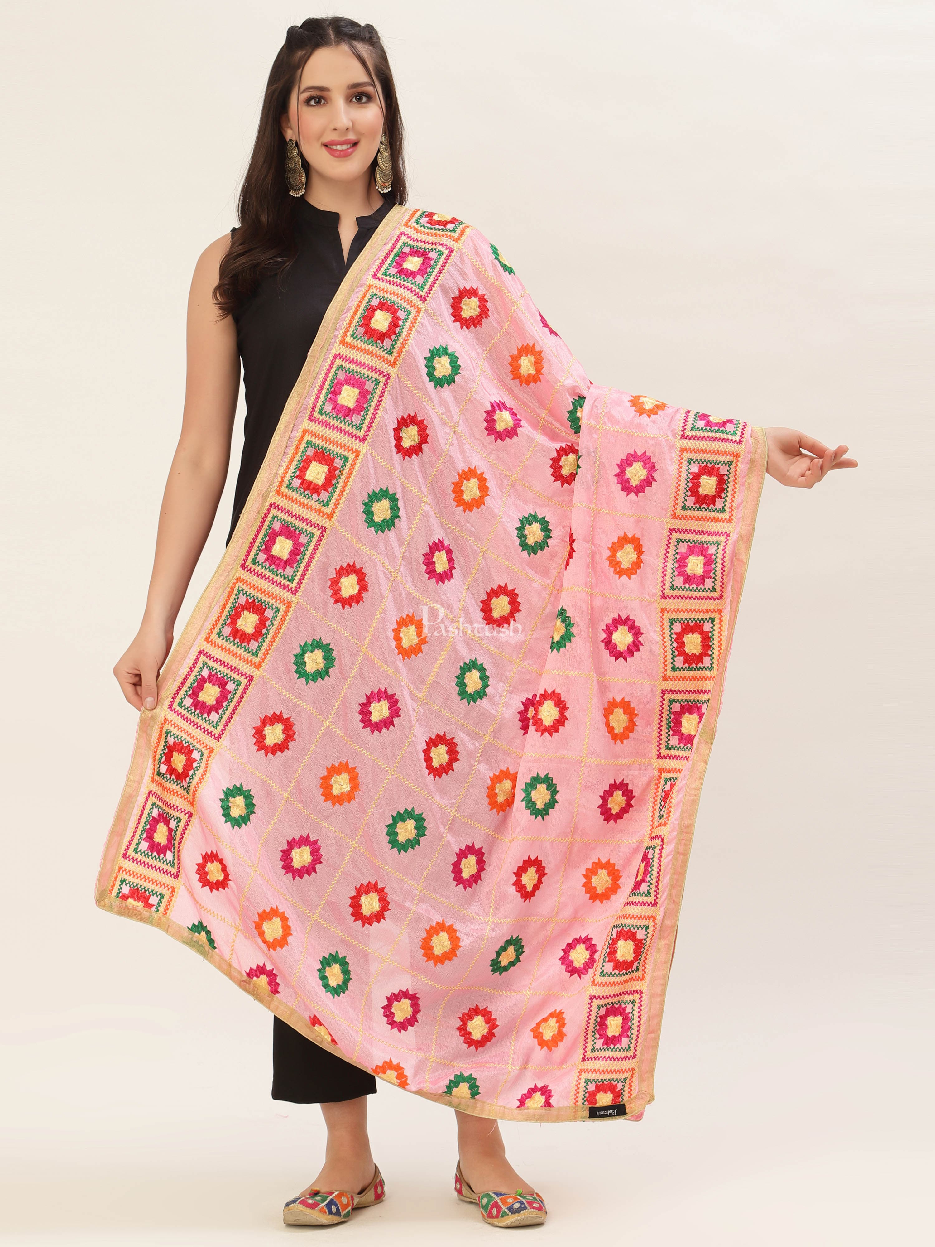 Pashtush Womens Phulkari Dupatta - Image 2