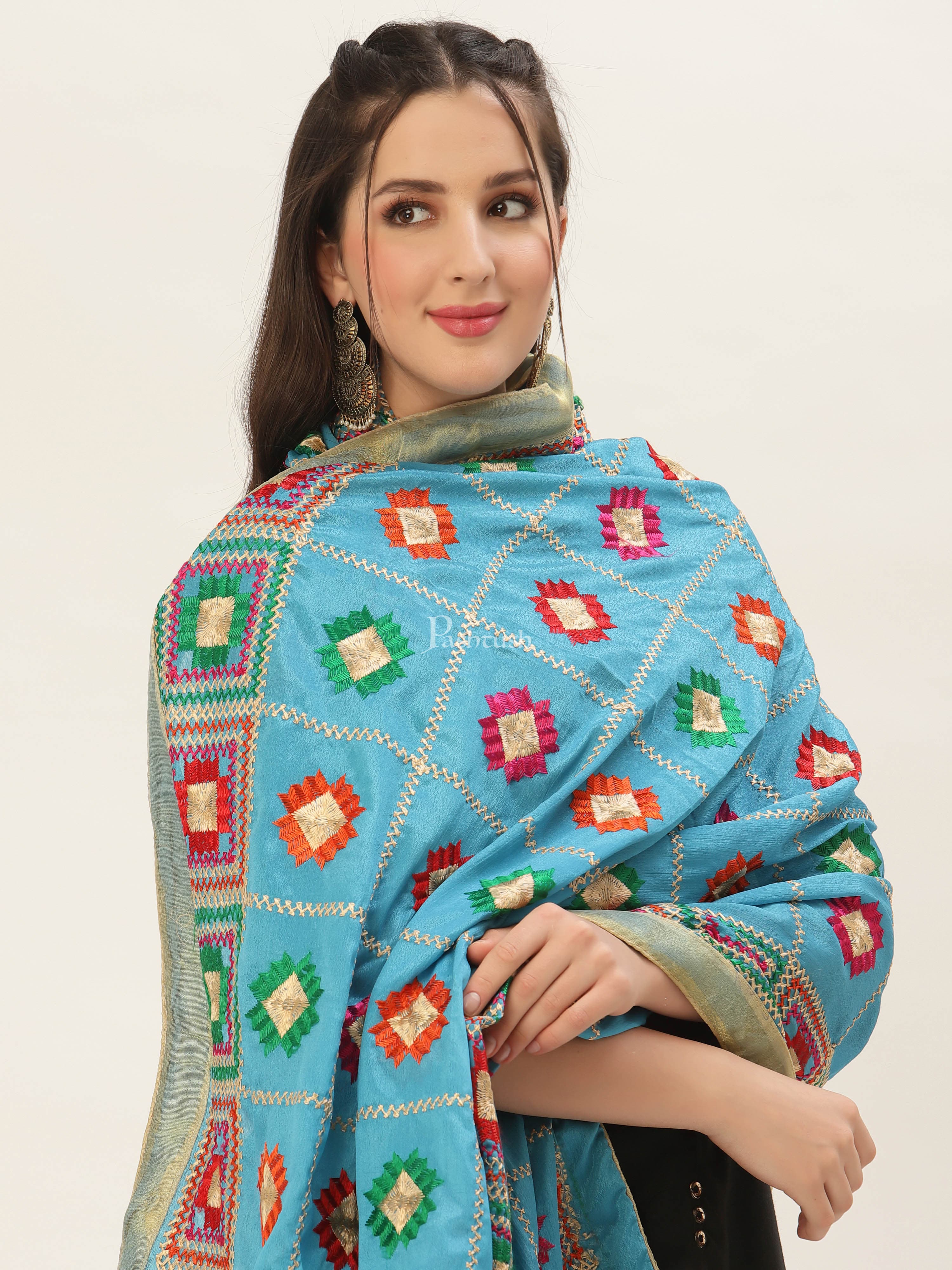 Pashtush Womens Phulkari Dupatta - Image 3