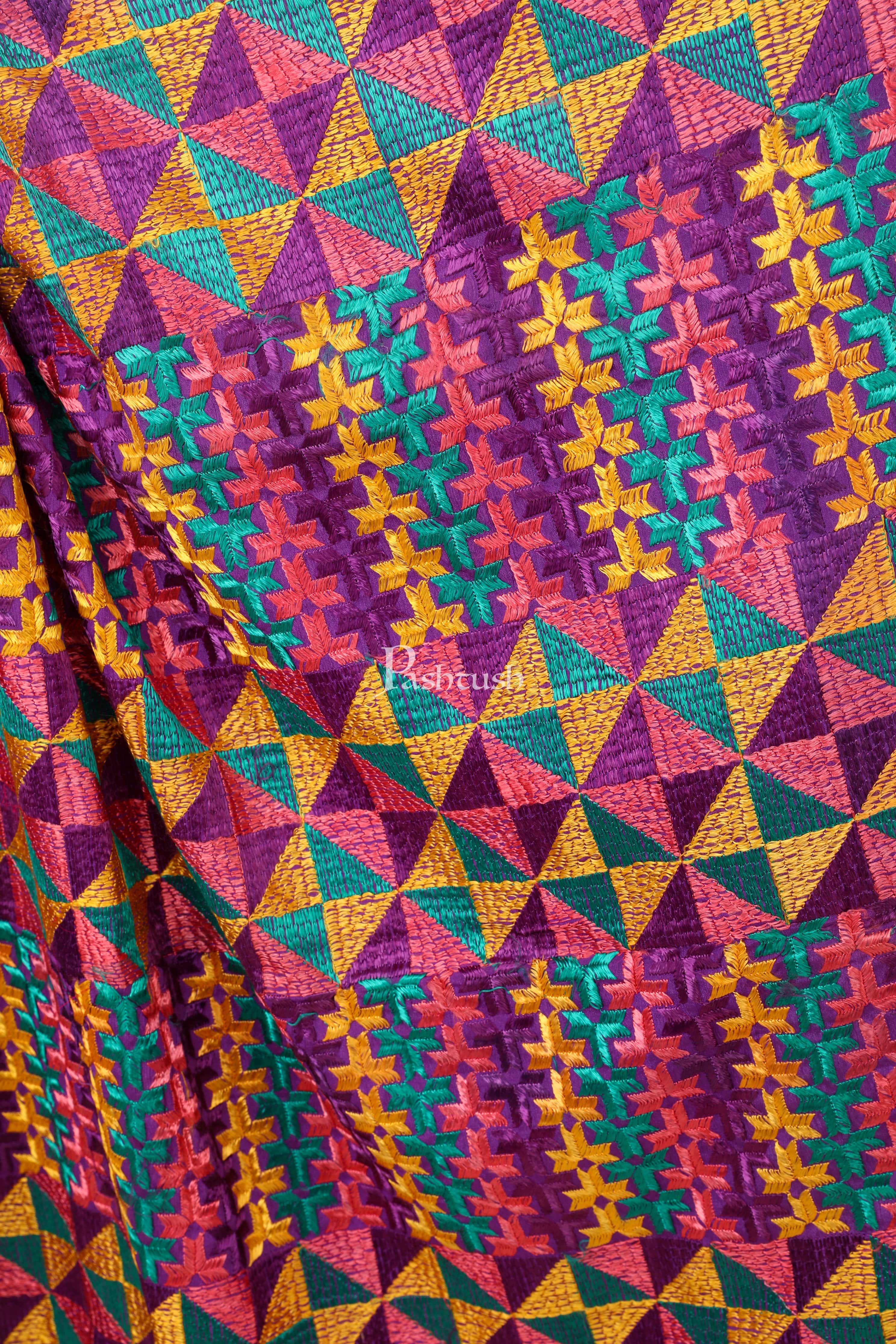 Pashtush Womens Phulkari Dupatta With Multicoloured Embroidery - Image 2