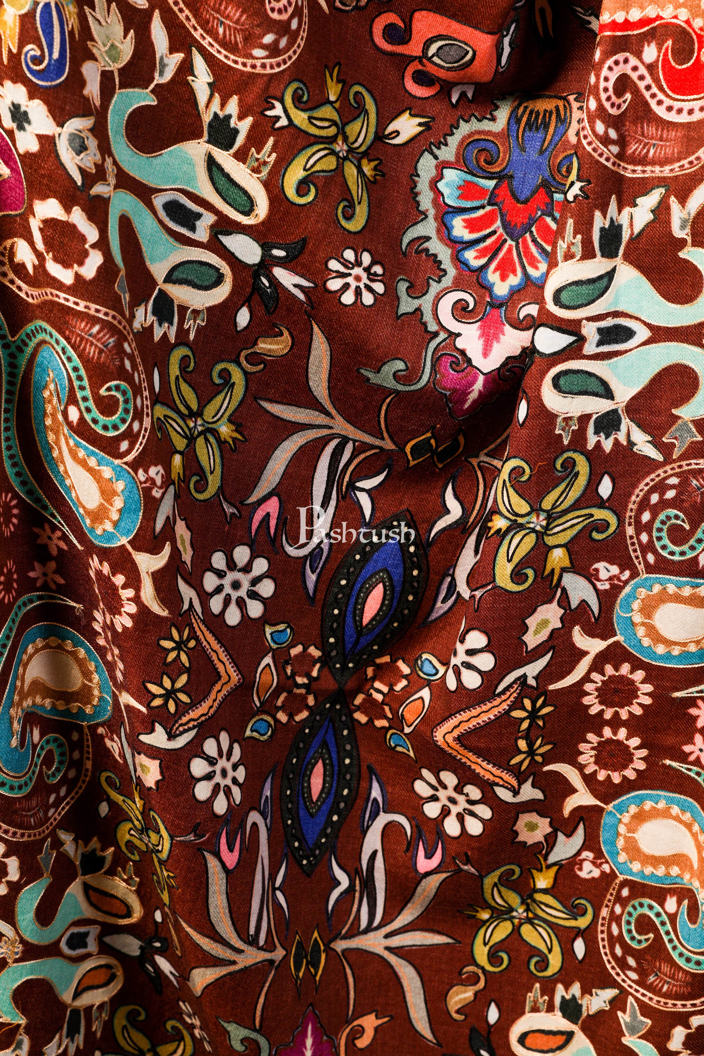 Pashtush Womens Printed Stole, Multicoloured, 100% Pure Wool (Woolmark Certified) - Image 2