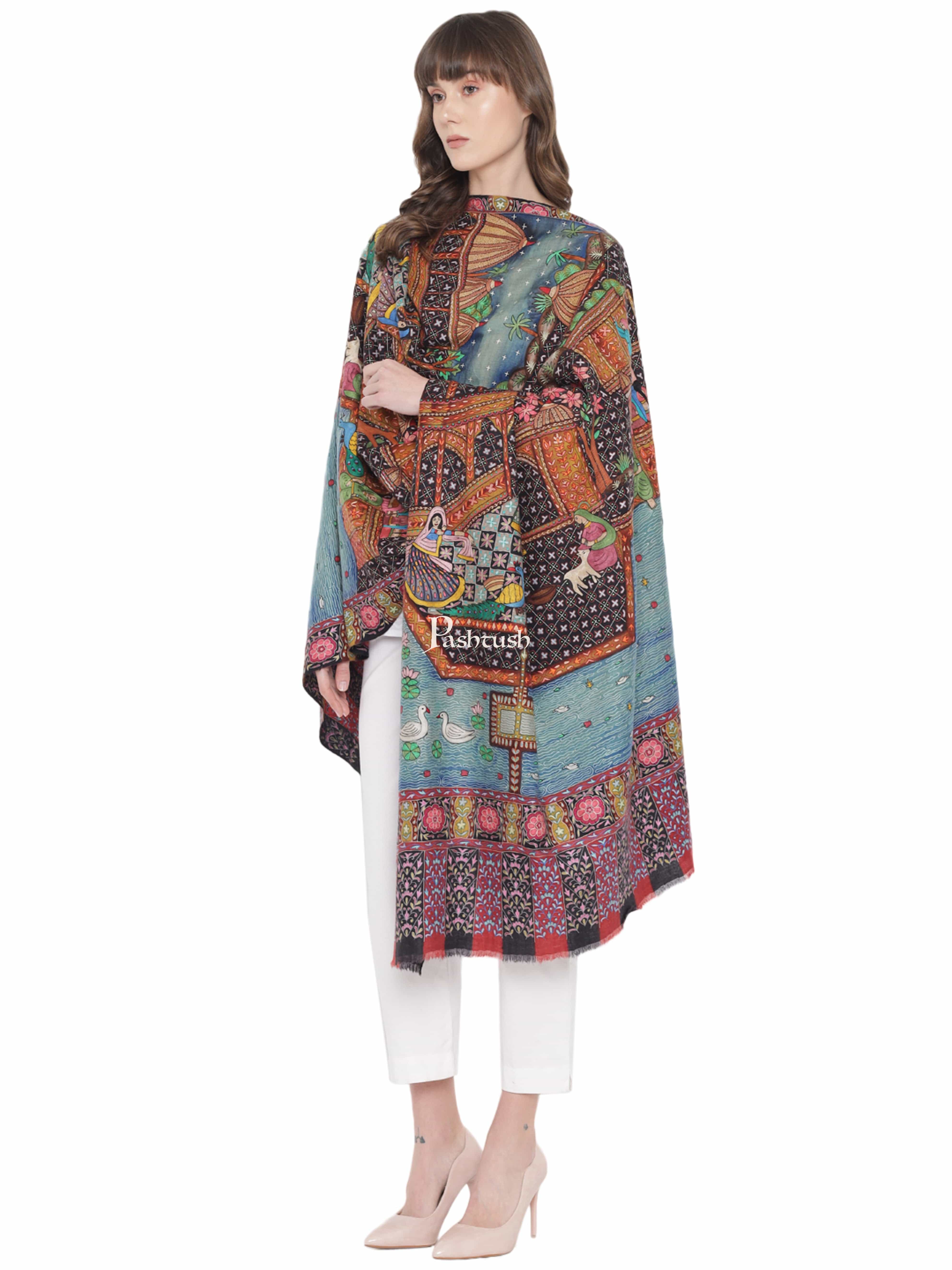 Pashtush Womens Pashmina Handmade Kalamkari Shawl, Multicoloured - Image 12