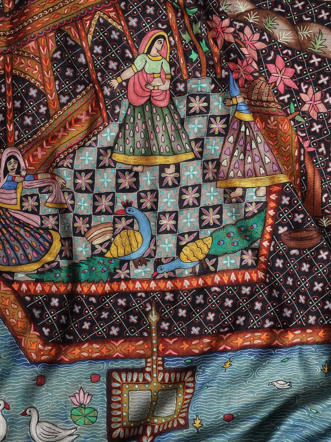 Pashtush Womens Pashmina Handmade Kalamkari Shawl, Multicoloured - Image 5
