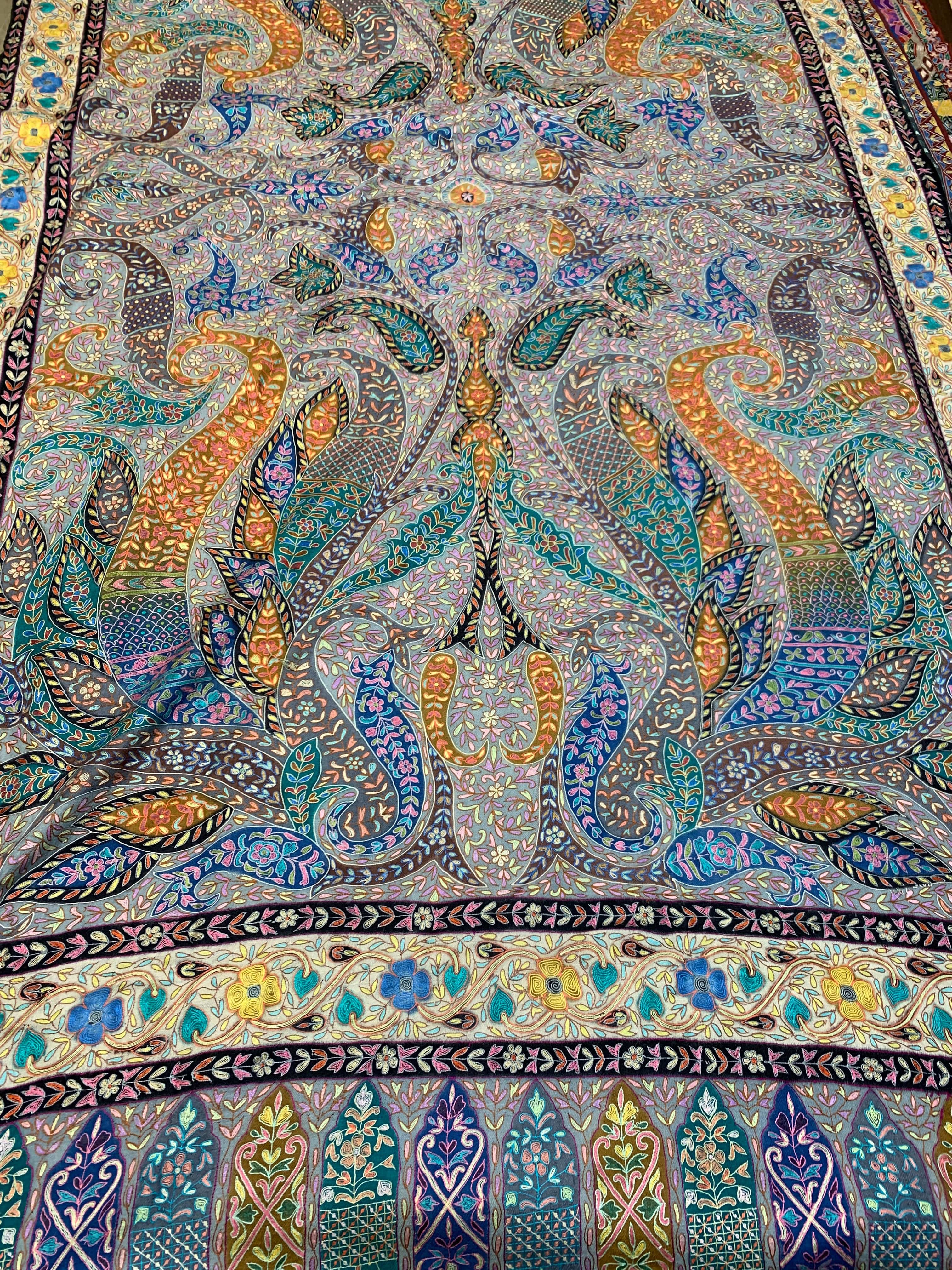 Pashtush Womens Pashmina Handmade Kalamkari Shawl, Multicoloured, Subtle Hues